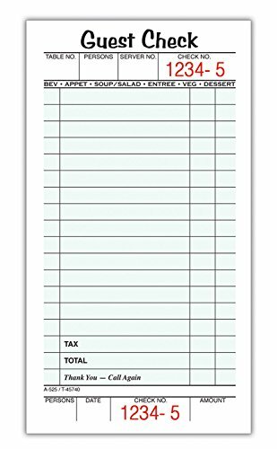Adams Guest Check Pads, Single Part, Perforated, White, 3-2/5″ x 6-3/4 “, 50
