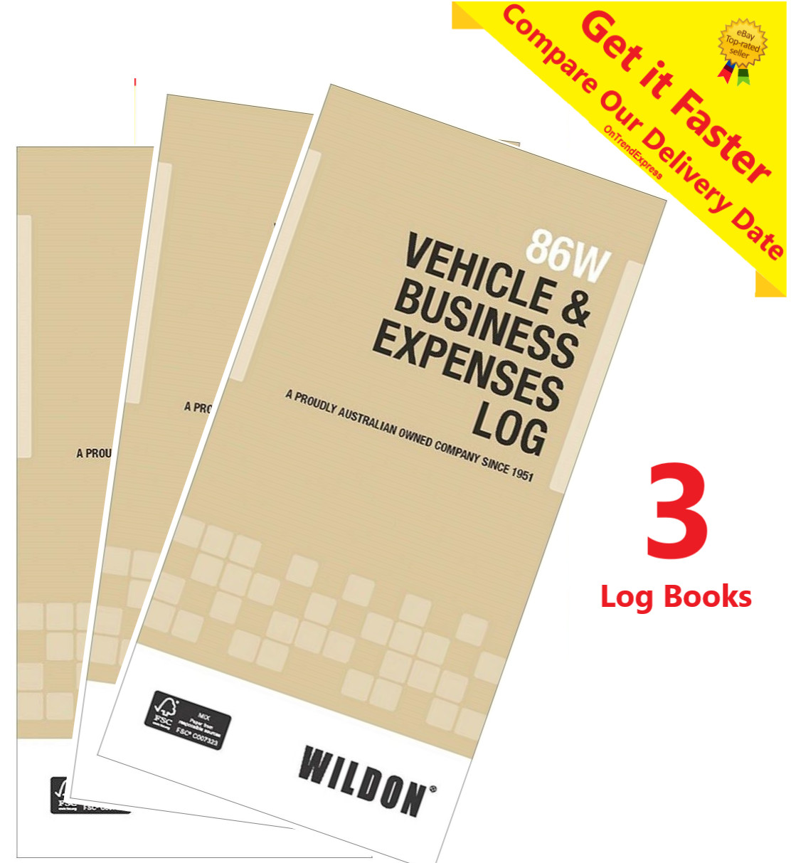 3x Wildon Vehicle & Business Expense Diary Log B00K Journal 86W WIL086 210x105mm