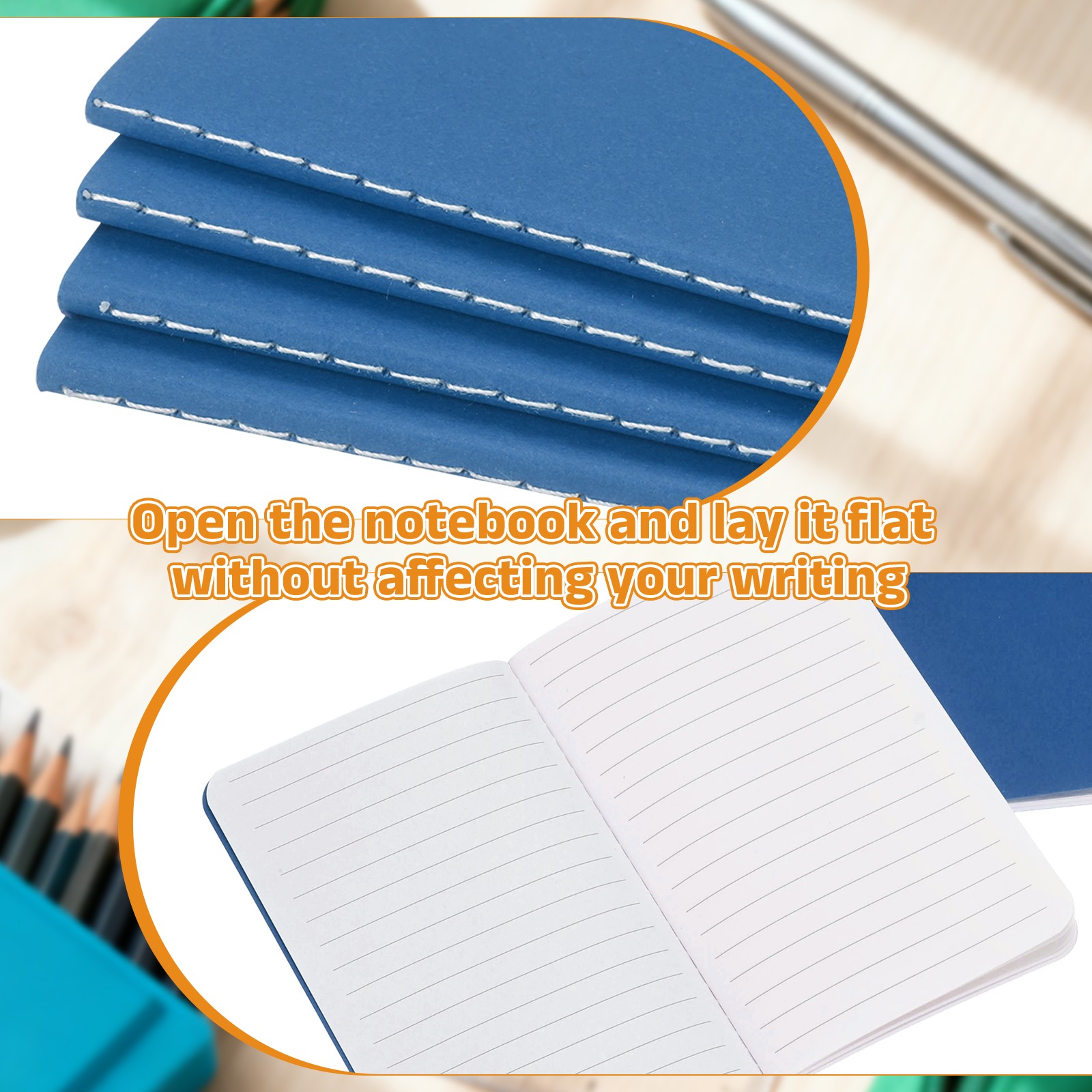 4 Pack A6 Notebook, A6 Journal Mini Notebook Pocket Kraft,Dark Blue