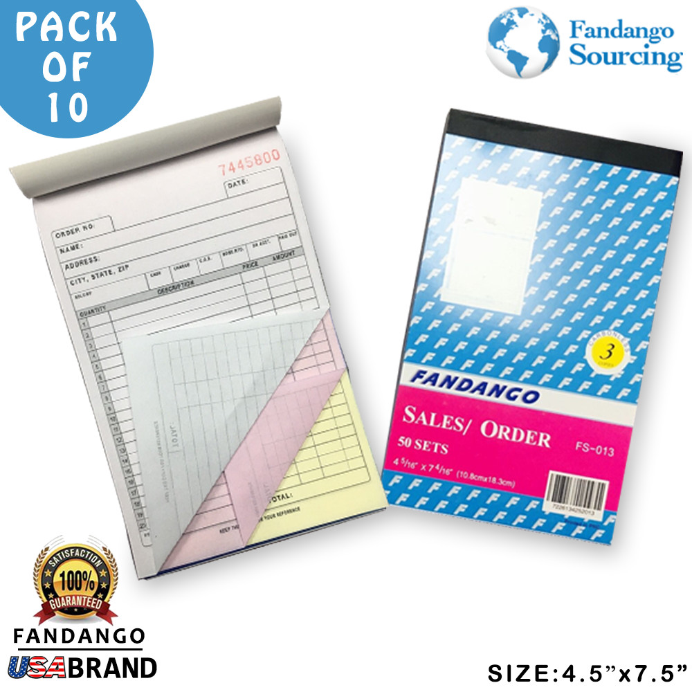 10 Pack: 2 part Carbonless Sales Order Books Receipt Form Invoice 50 Set 4.5×7.5