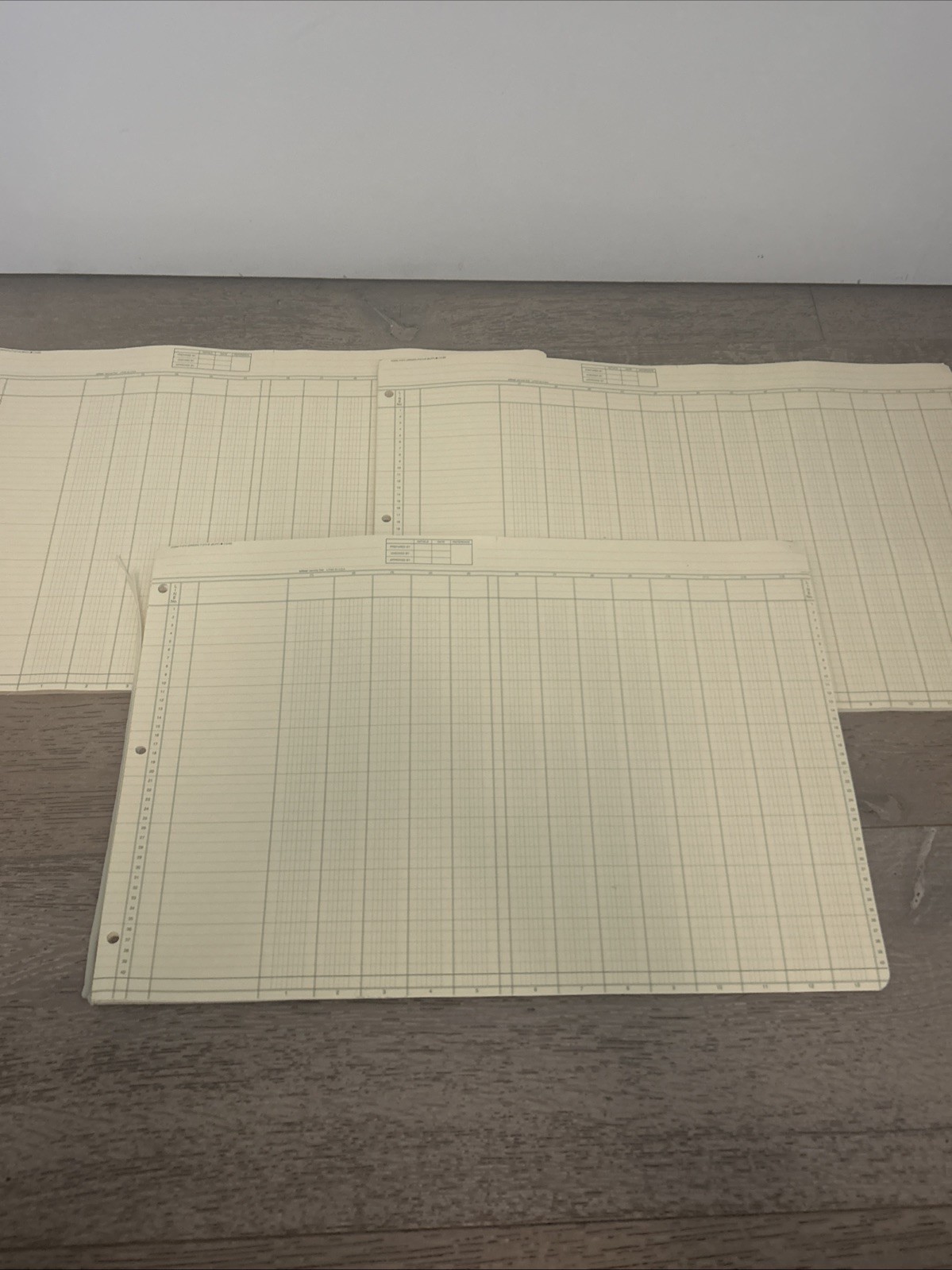 Wilmer Service Line P-574-B columnar pads – 13 column Green Cross Ruled – 3 Pads
