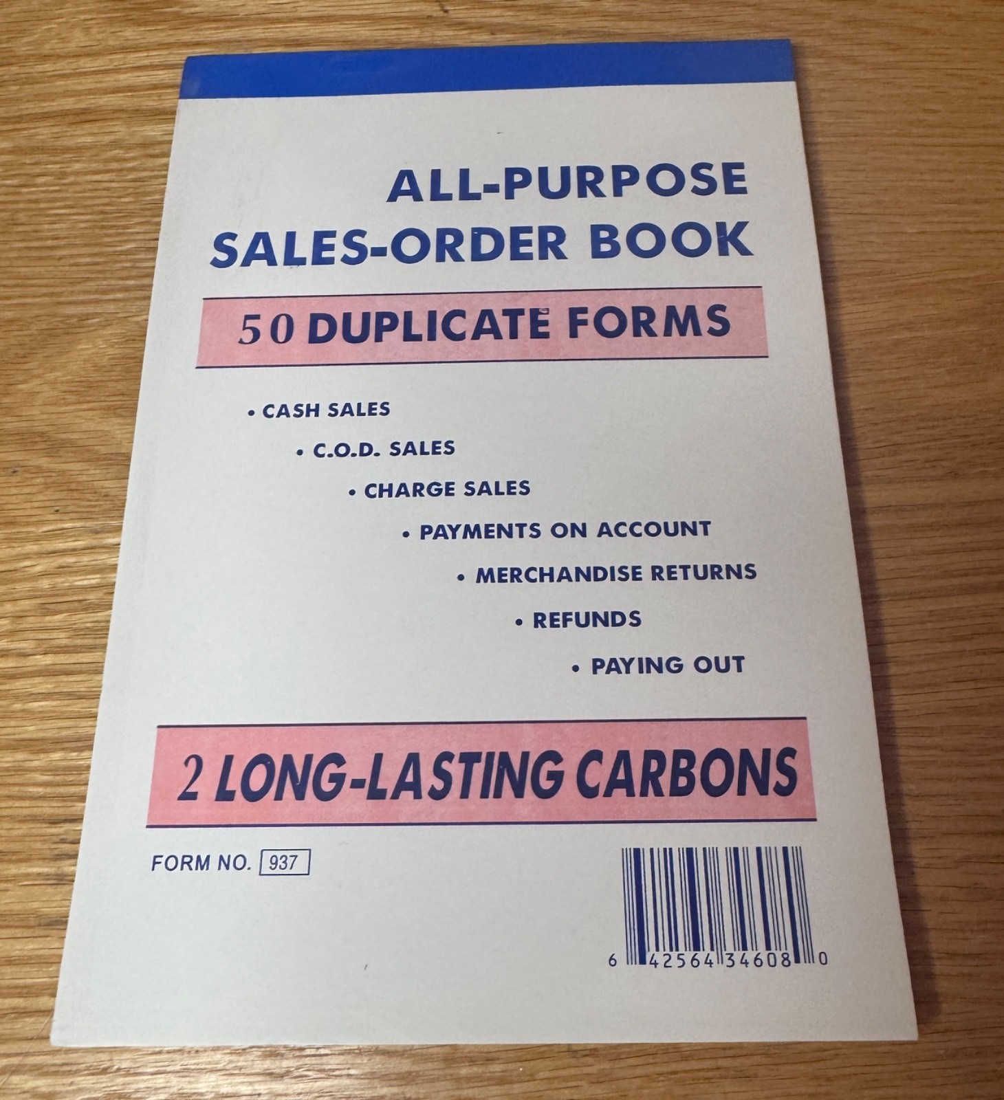 All Purpose Sales-Order Book 50 Duplicate Forms 2 Long Lasting Carbons Form 937
