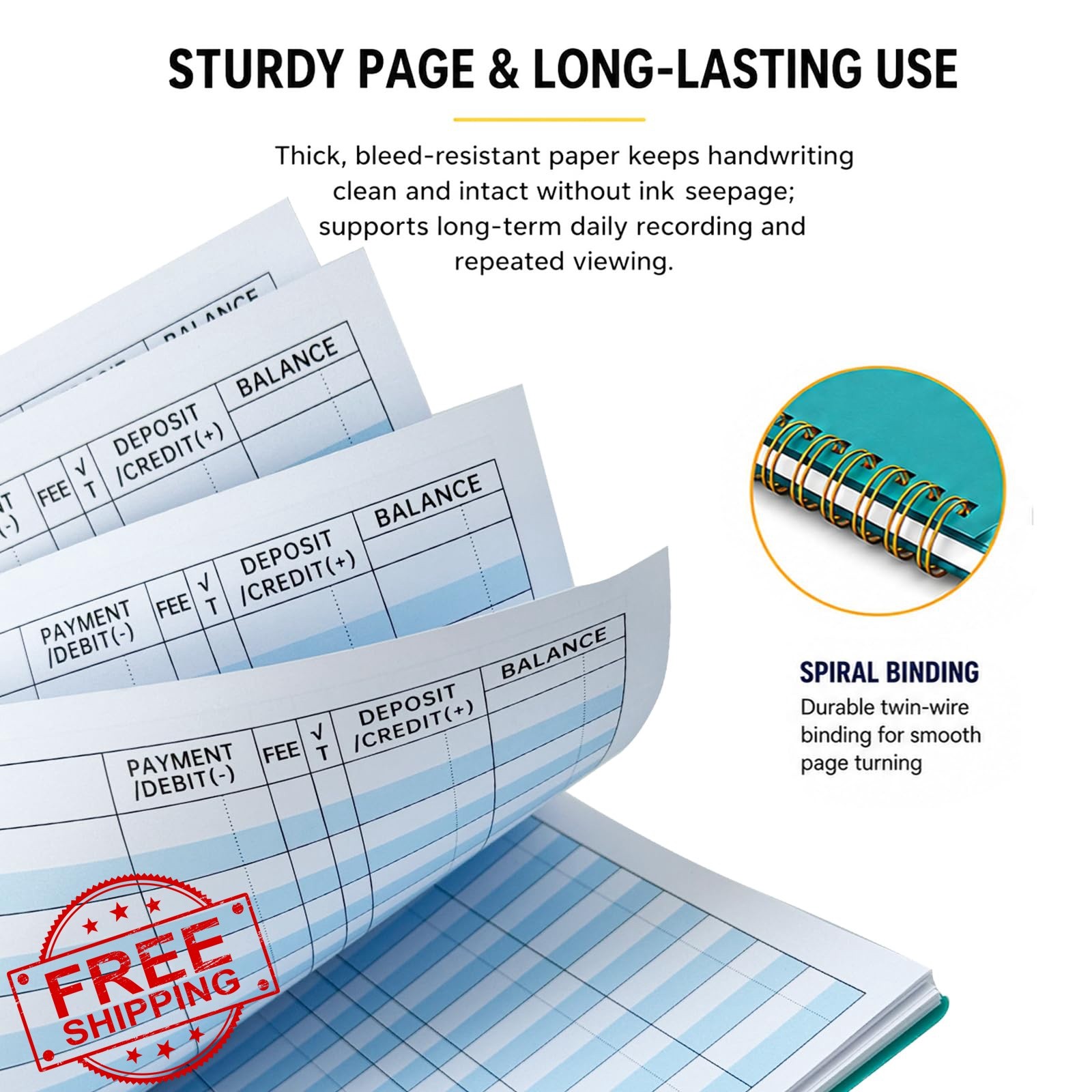 Ougesi Green Check Register Book, 5.7×8.4, 1pack