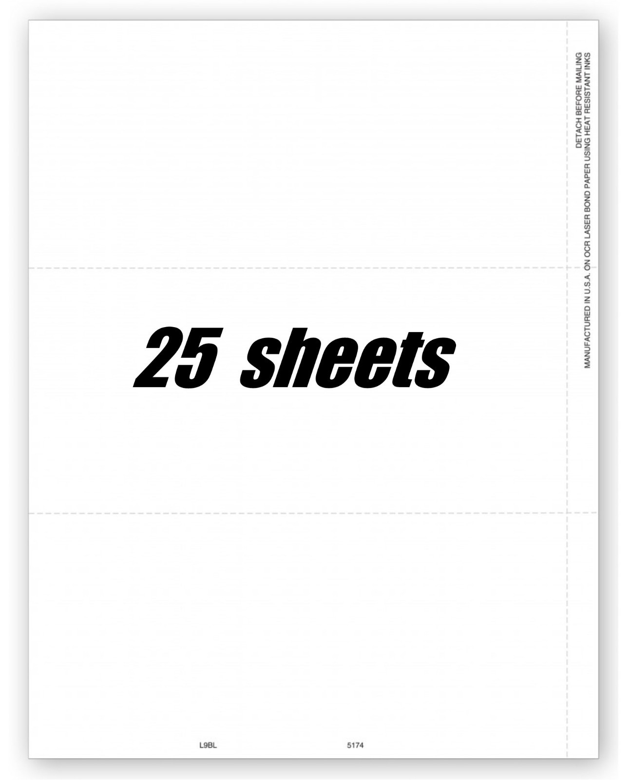2023 Blank Tax Forms:: for 3-up W2/1098/1099 NO backer 25 sheets #TF5174 – L9BL