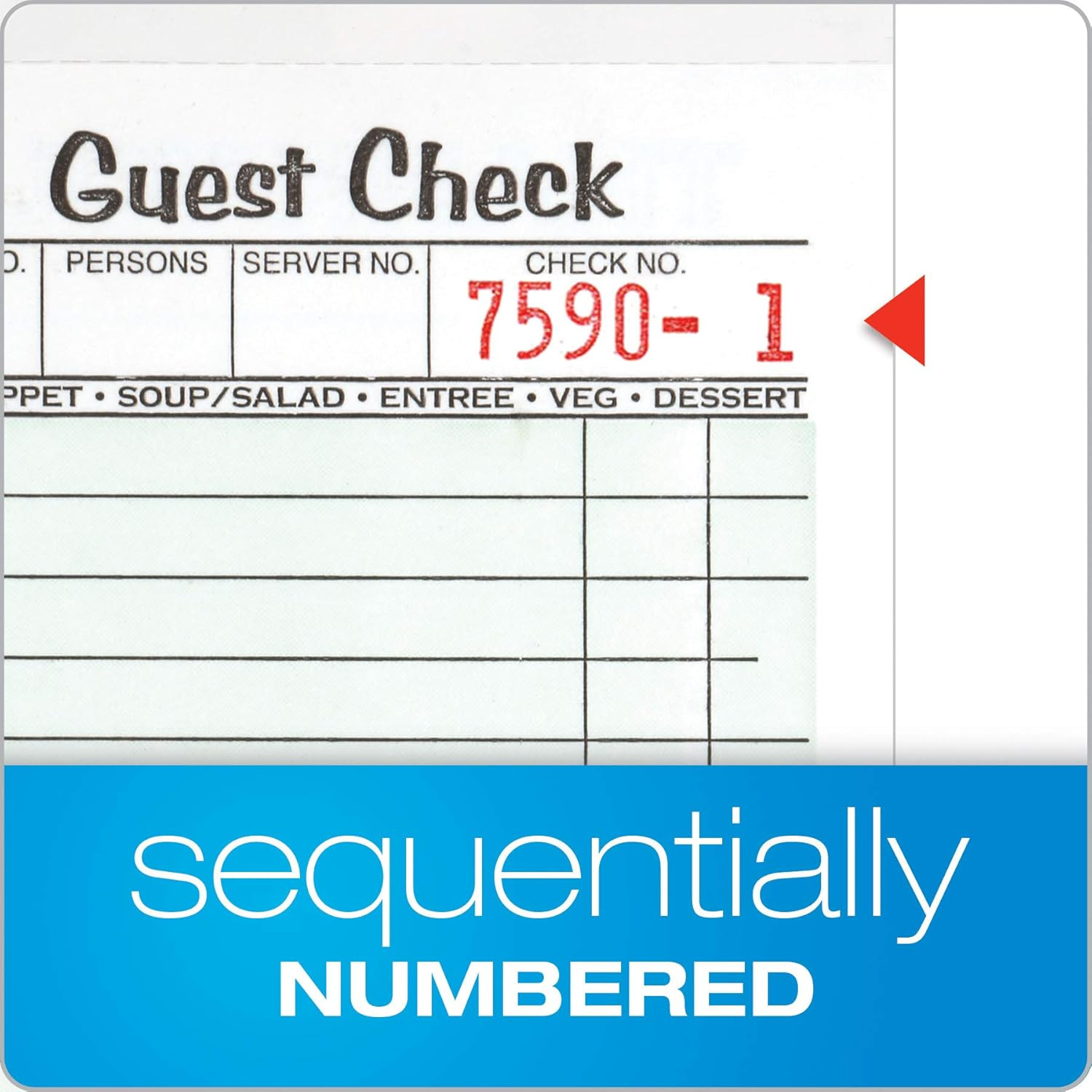 Guest Check Pads, Single Part, Perforated, White, 3-2/5″ x 6-3/4 “, 50 Sheets/Pa
