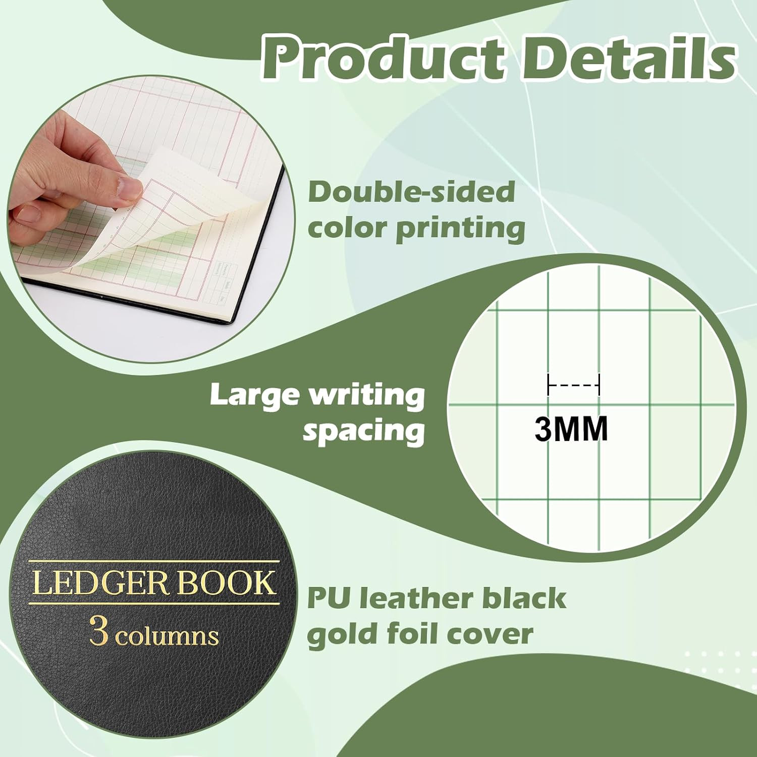 1 Pack 3 Column Ledger Book 100 Pages 7 X 9.25 Inches Accounting Ledger Book wit