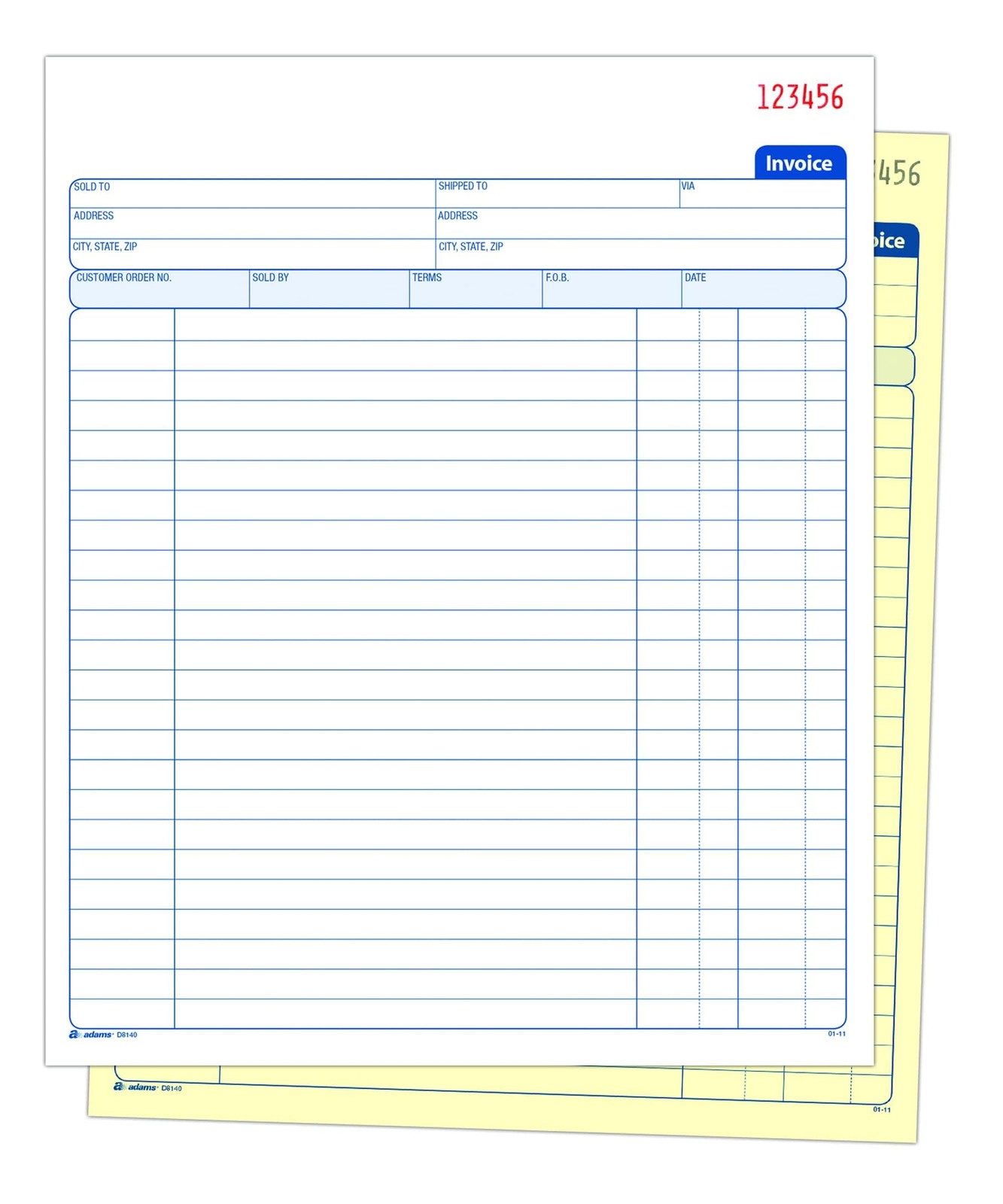 Invoice Book, 83/8 x 1011/16 Inches, 2Part, Carbonless, White/Canary, 50 Sets…