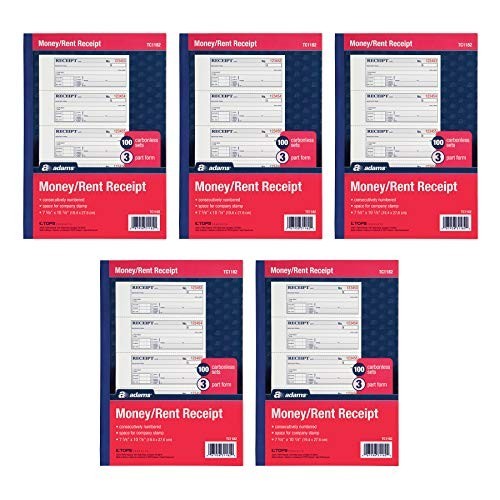 Carbonless Money & Rent Receipt Books – 3-Part, 100 Sets, Wraparound Cover, 5 Pa