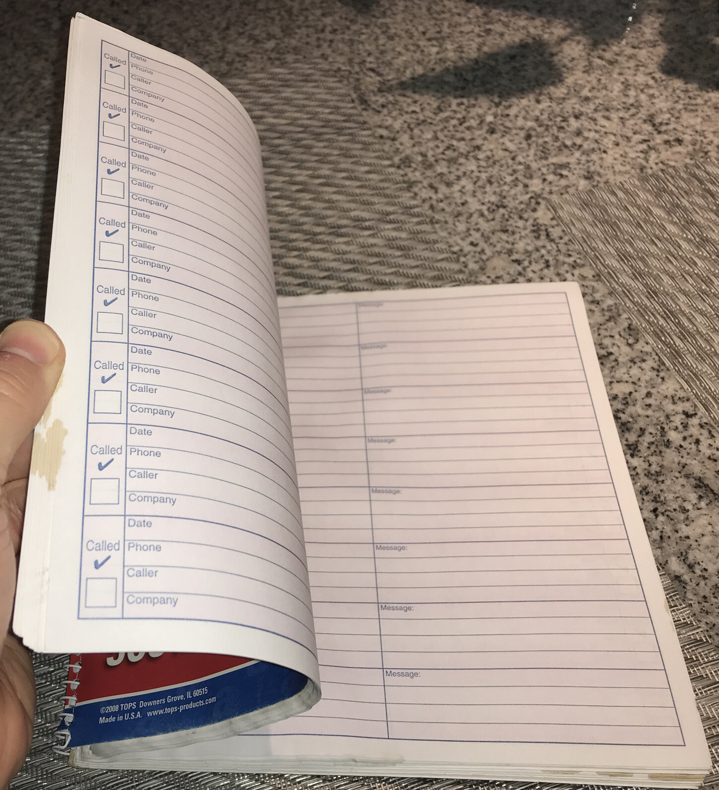 Adams Voice Mail Log Book 960 Messages 8 1/4” X 8 1/2” #S8796