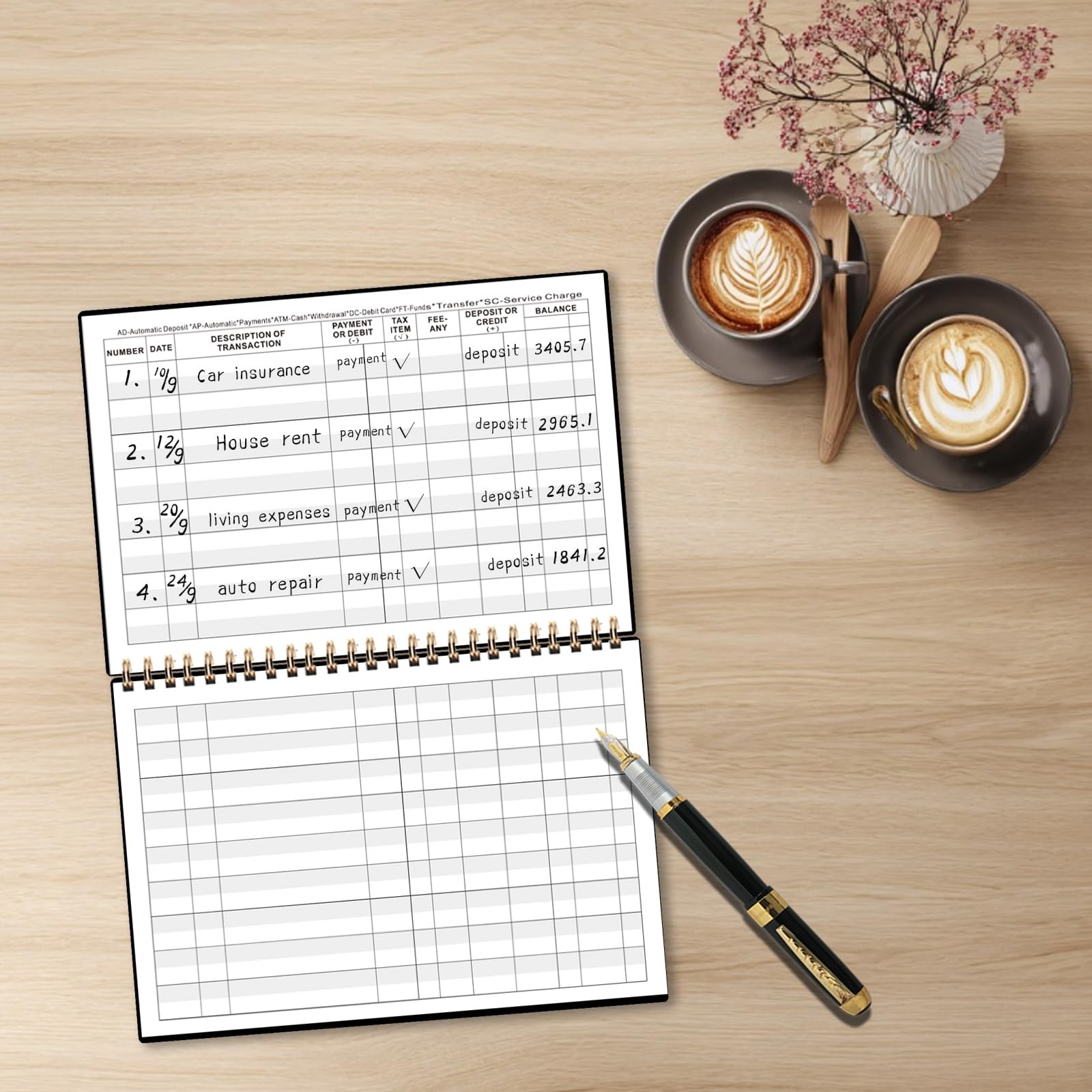Checkbook Register – Large Print, Spiral Bound, 60 Pages for Easy Transactions