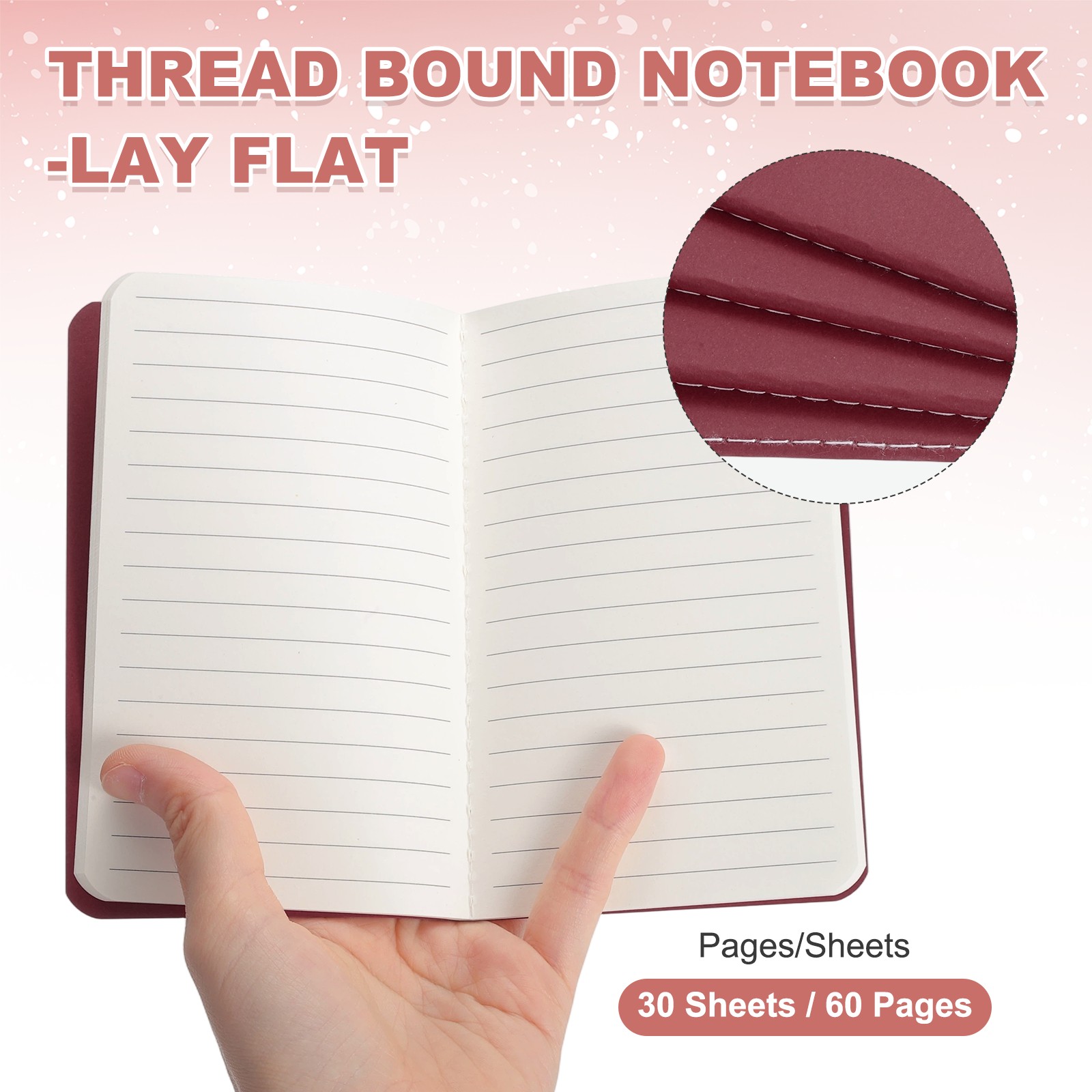8 Pack A6 Notebook, A6 Journal Mini Notebook Pocket Kraft,Wine Red