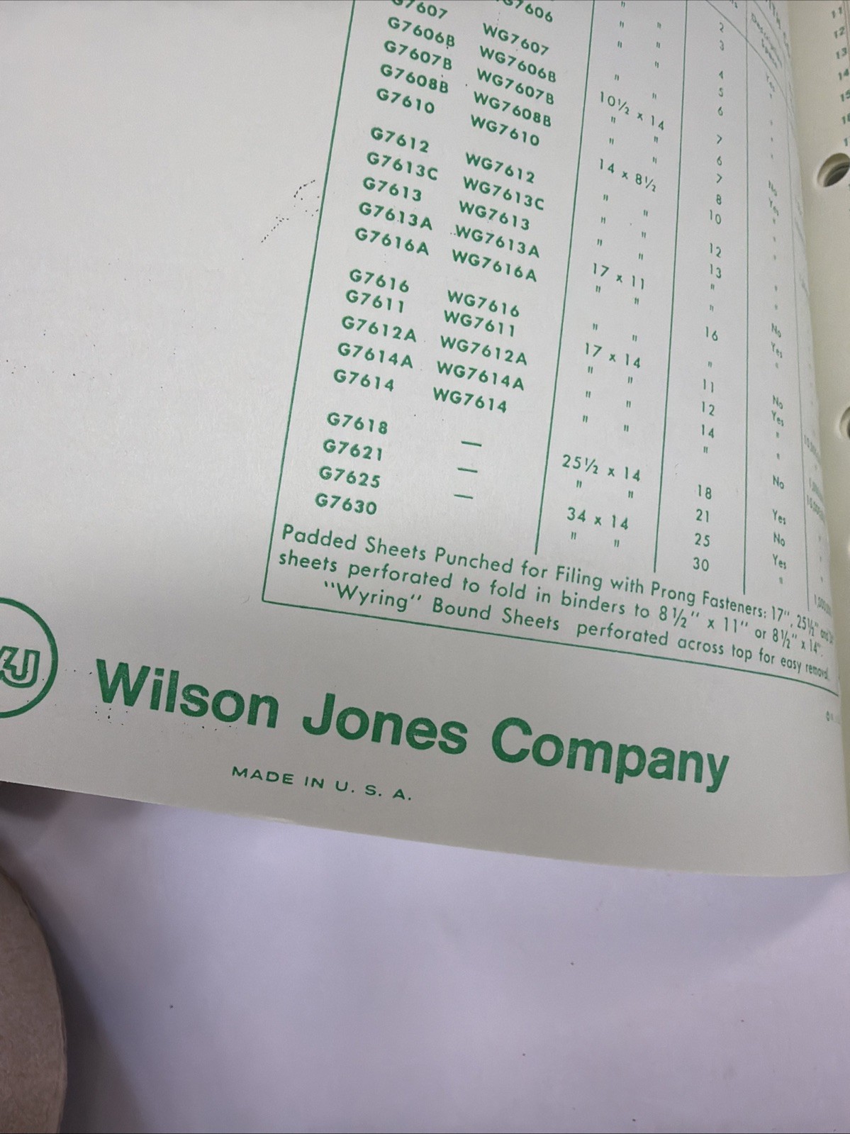 1968 Wilson Jones Write Columnar Pad Green G7506 6 Columns Accounting Ledger
