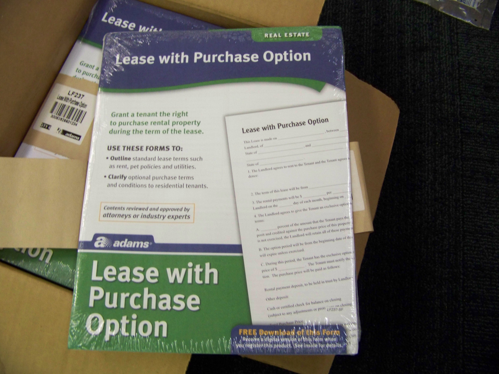 Adams Real Estate Lease with Purchase Option Form 48 ea. LF237 New