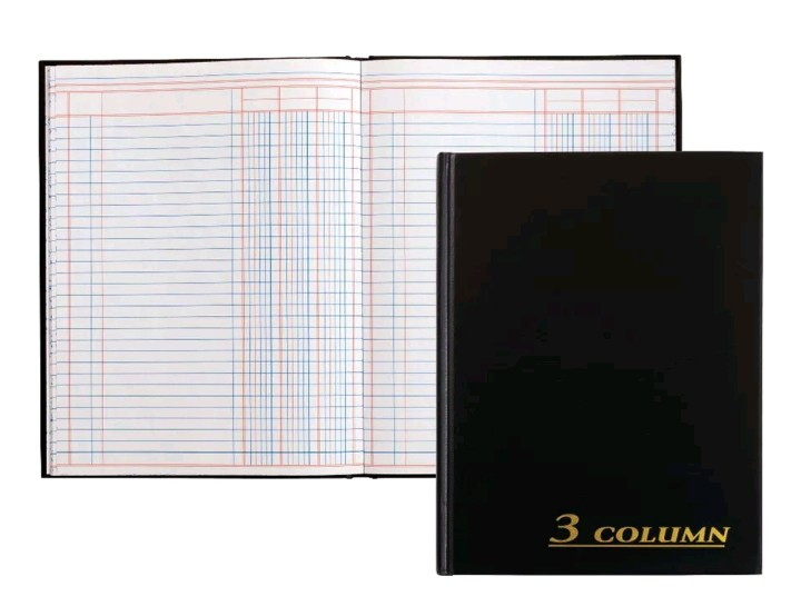 NEW Adams Account Black 3-Column Record Book Ledger Hardback Cover 80p