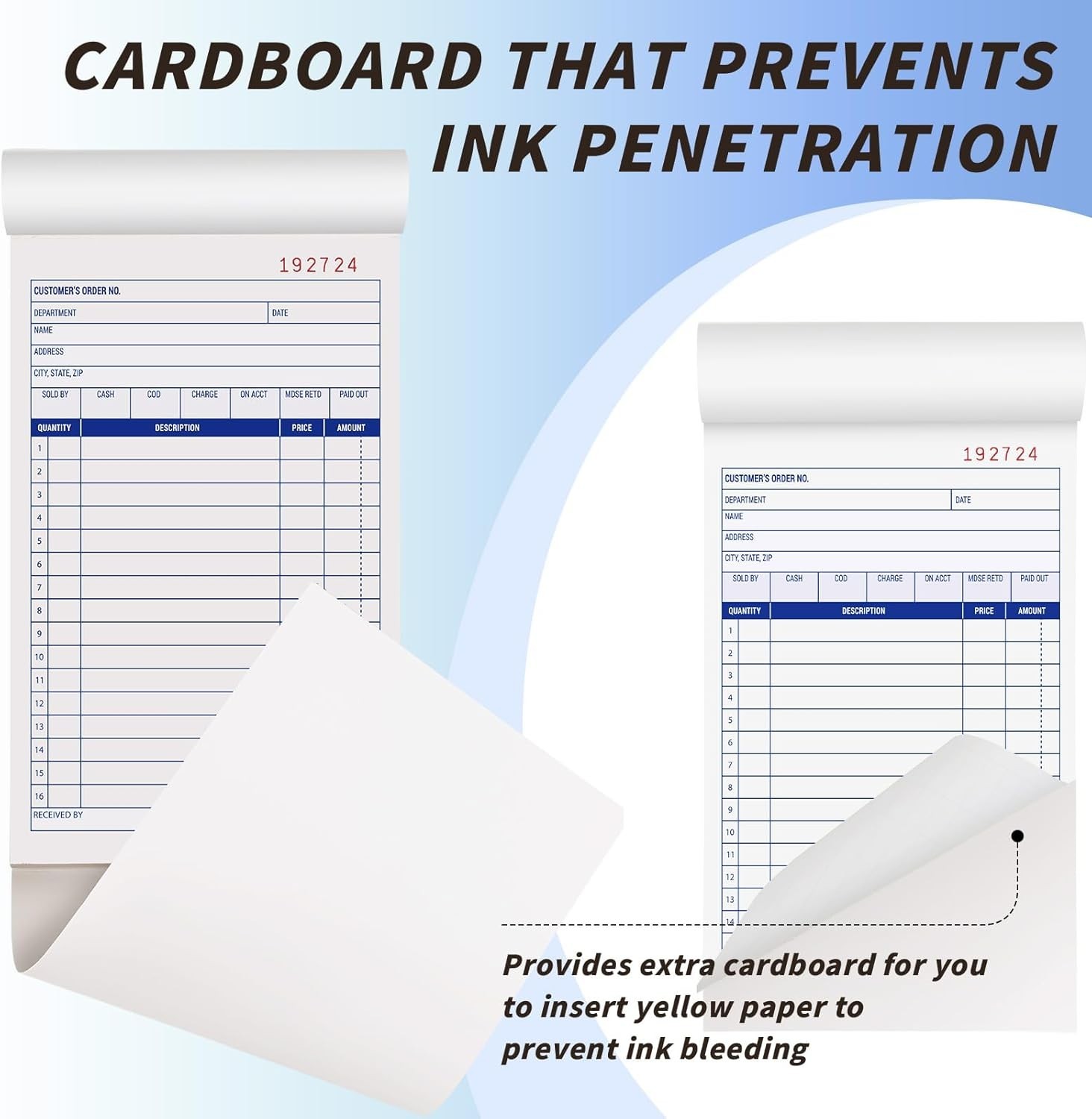 40 Pack Sales Order Book Bulk, 2-Part Carbonless Receipt Form Invoice, White/Yel
