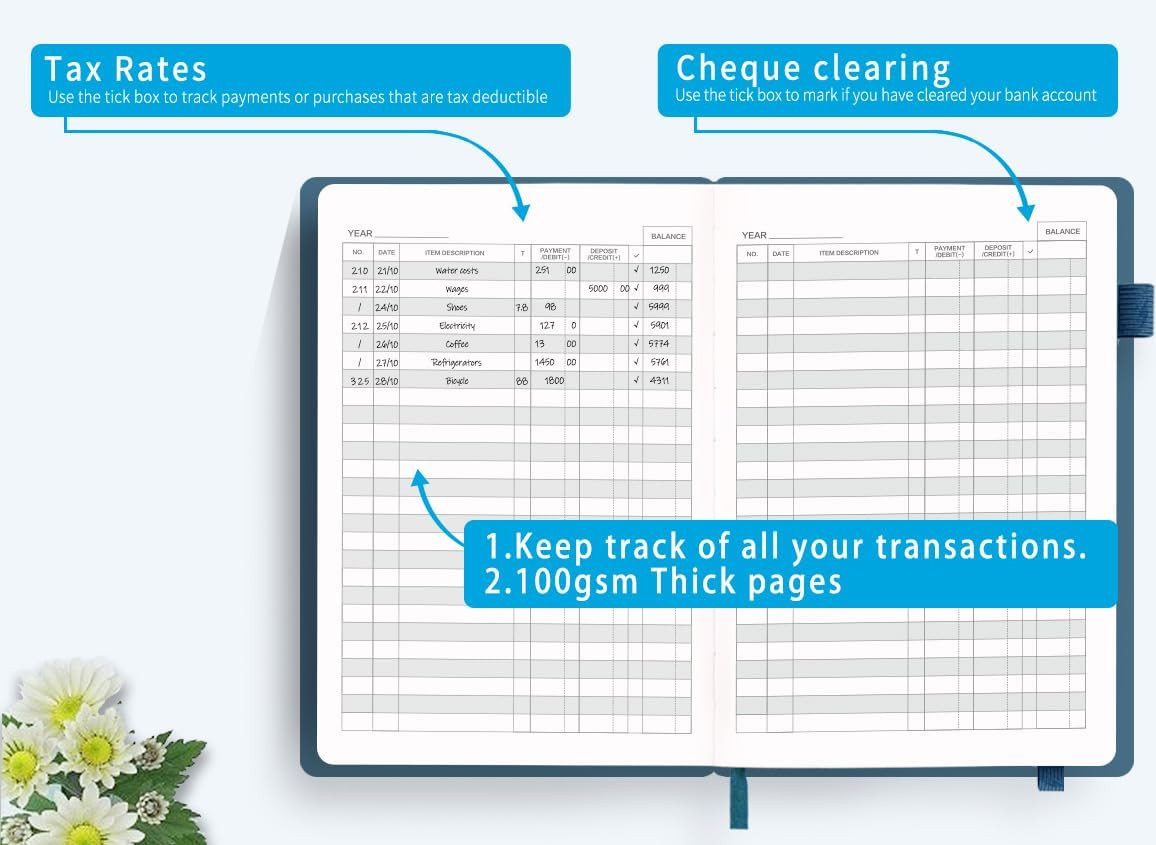 Check Ledger Checkbook Register Checking Account Log Book Large Print
