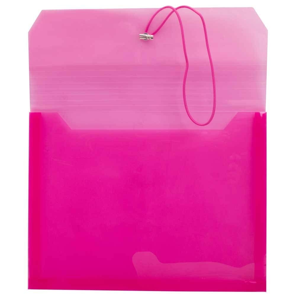 JAM PAPER Plastic Expansion Envelopes with Elastic Band 6 per Pack, Assorted