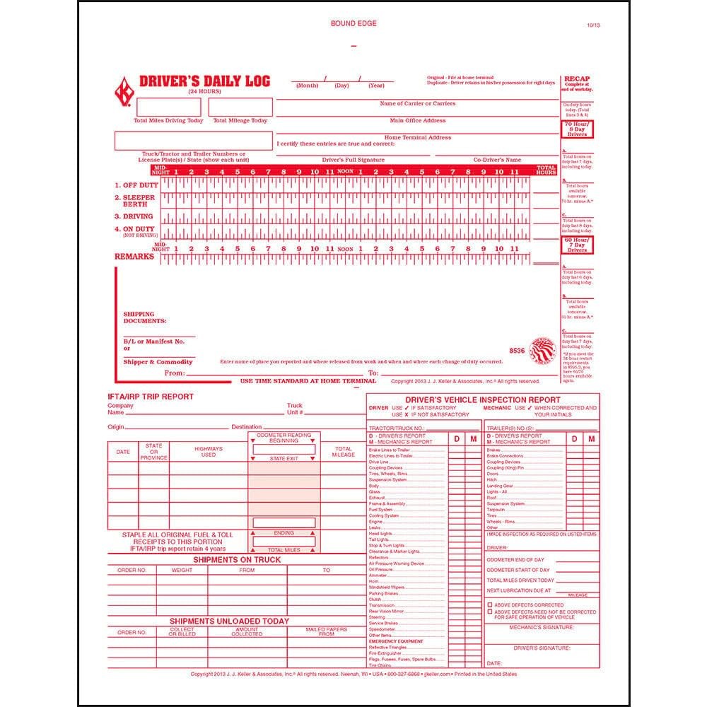 5-in-1 Driver Daily Log Book 5 Pack, Book Format with 31 Sets, 2-Ply Carbonle…