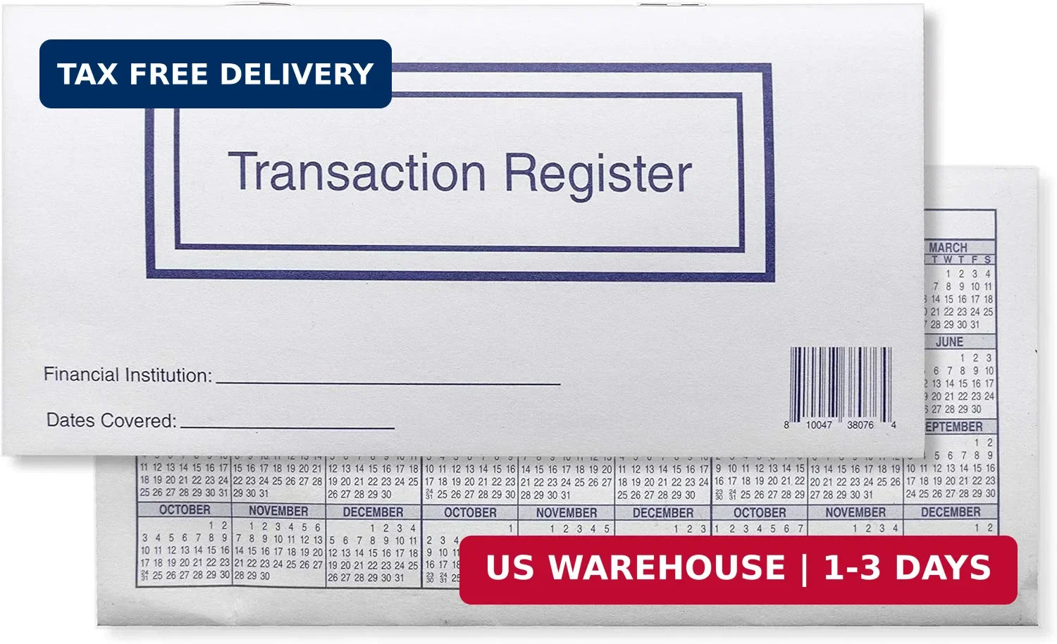 Checkbook Registers for Personal Checkbook, Transactions Ledgers, Pack of 10, 20