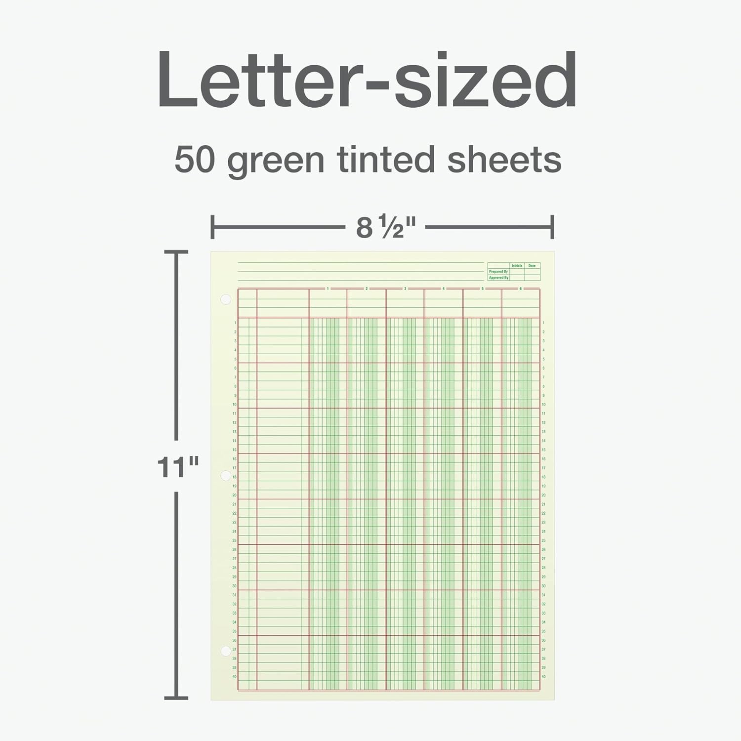 Analysis Pad, 8 1/2″ X 11″, 100 Pages (50 Sheets), 6 Columns, Green