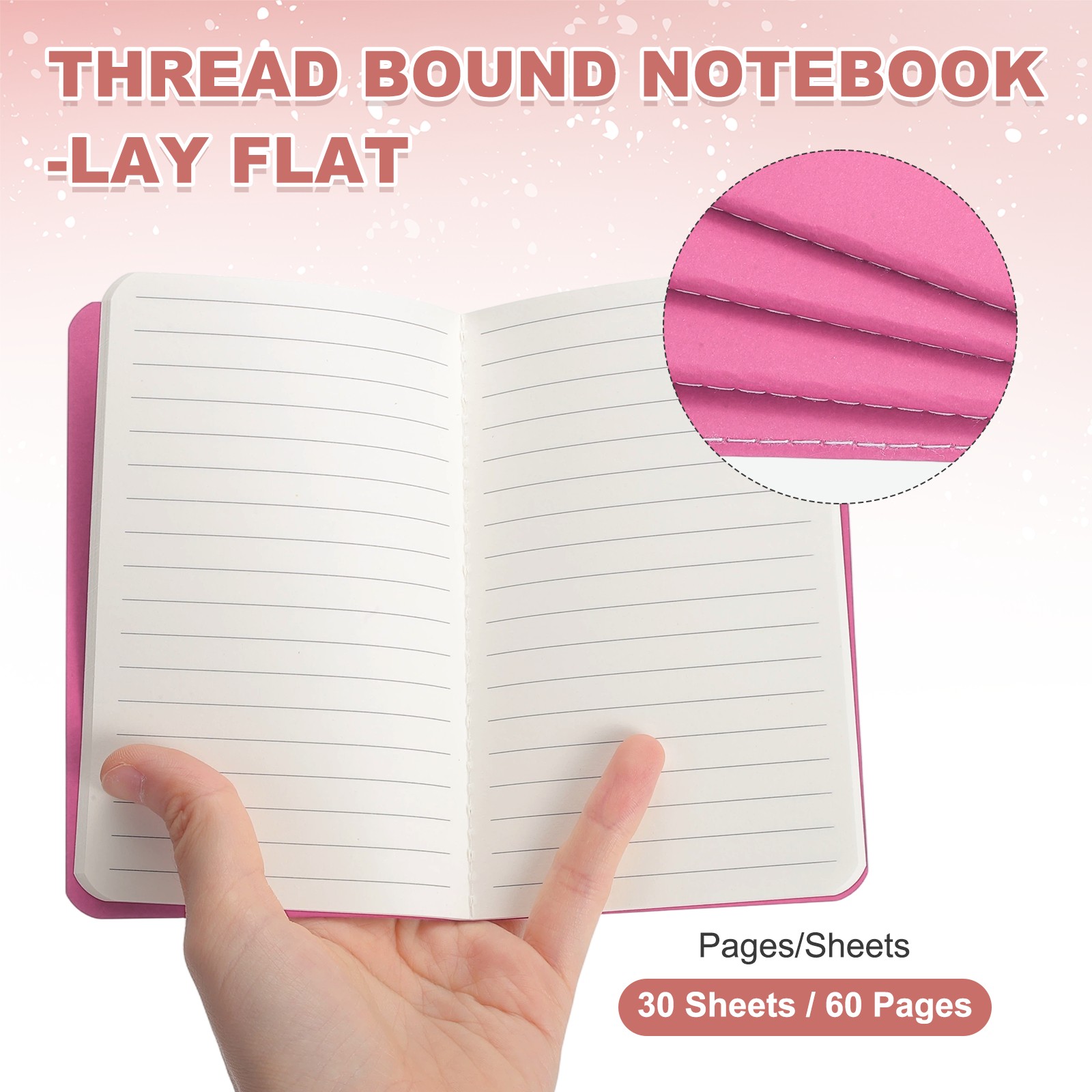 8 Pack A6 Notebook, A6 Journal Mini Notebook Pocket Kraft,Hot Pink