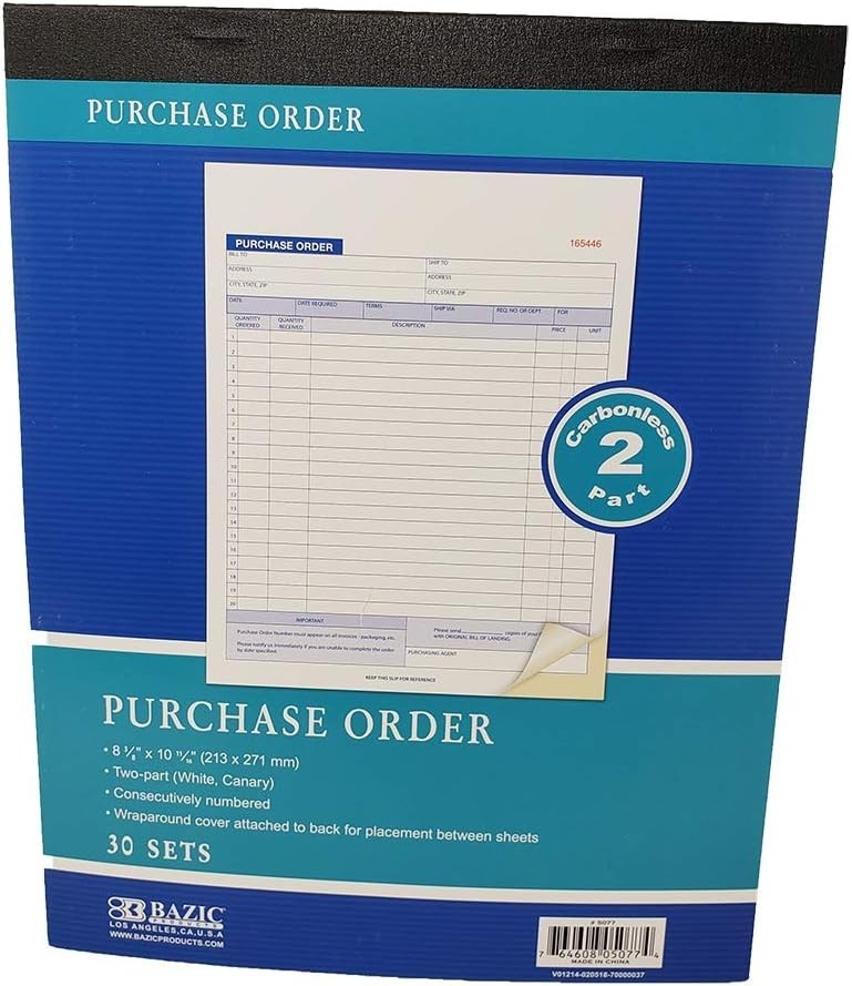 2-Part Carbonless Purchase Sales Order Book 4 Pack Letter Size Almost 8.5 x 11