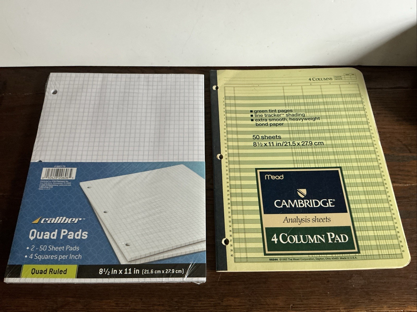 Vintage Accounting Column Pads (49, 47 Sheets), 2 50 Sheet Graph Paper Pads 1120