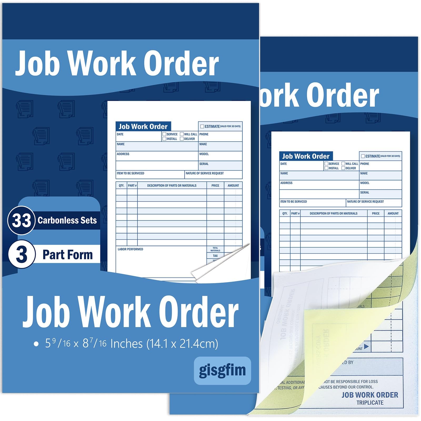 2 Pads Job Work Order Book 3 Part Carbonless Receipt Books Work Order Forms 5…
