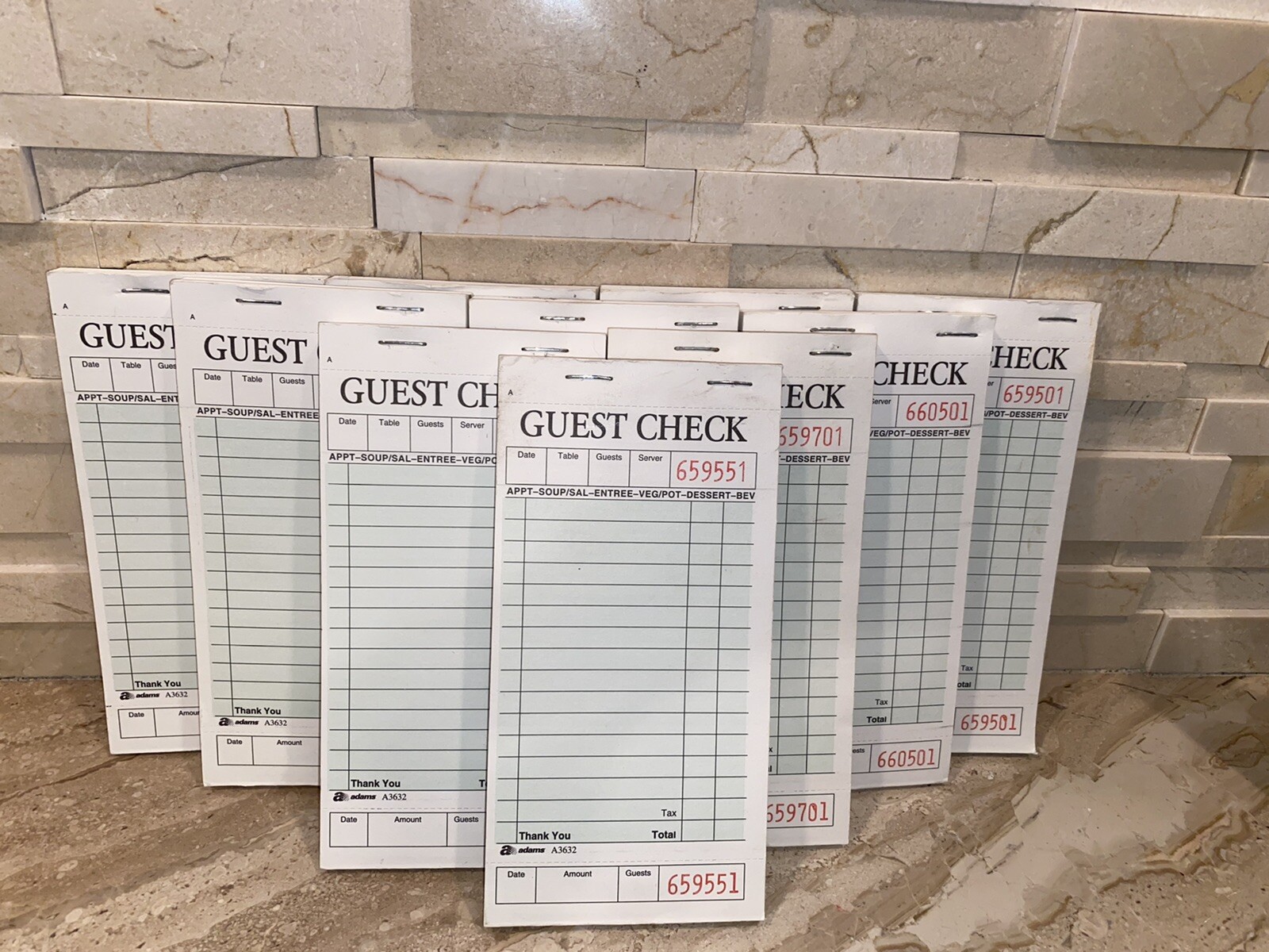 ADAMS RESTAURANT GUEST CHECK PAD LOT OF 11