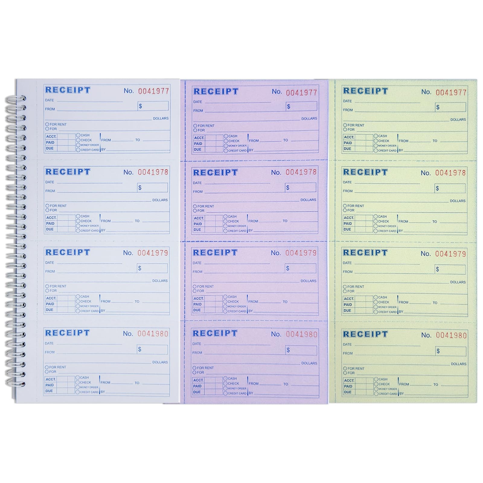5 Pack Money Rent Receipt Book 3Part Carbonless 100 Sets 51/2×11 Inch DIY