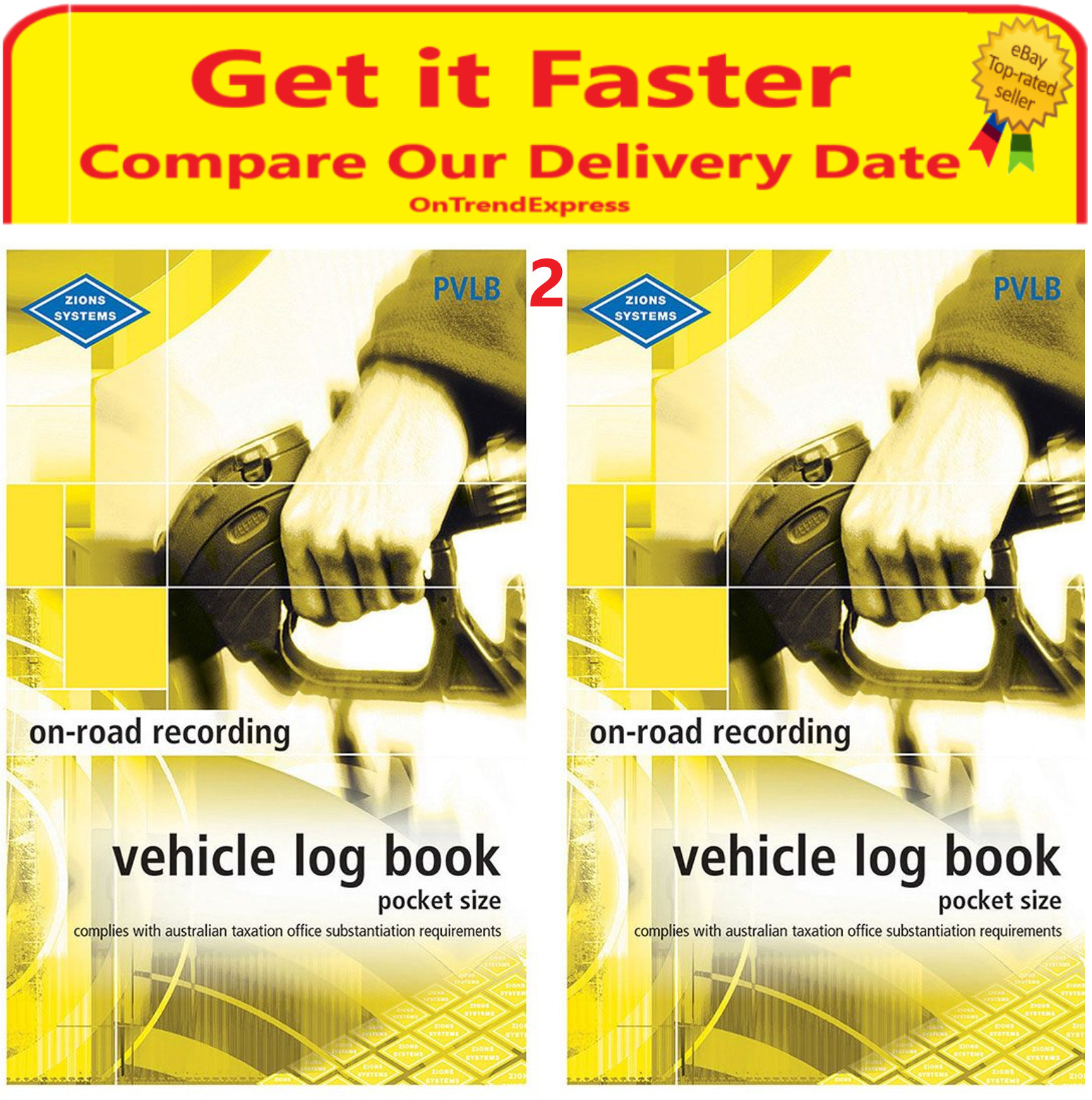 2 x Zions Vehicle Motor Car Log Record Journal Bo0k ATO Compliant 64 Page – PVLB