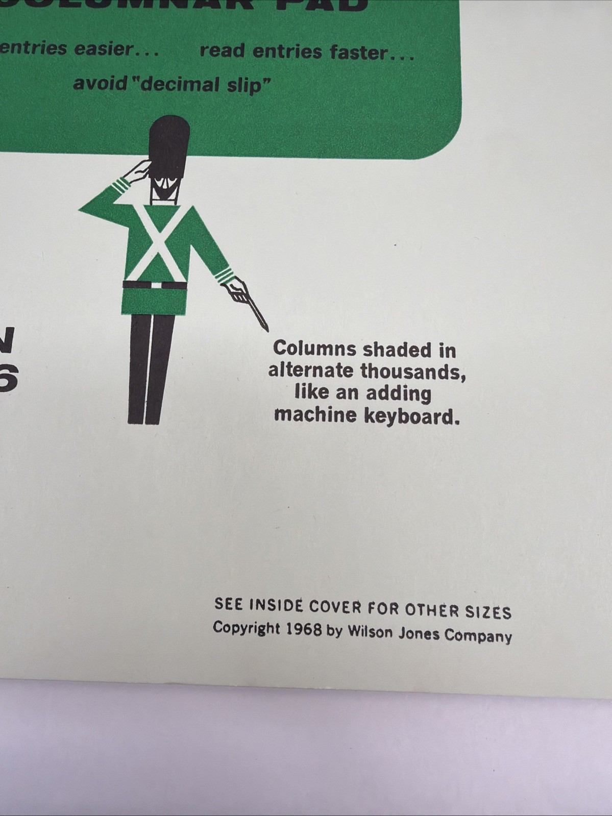 1968 Wilson Jones Write Columnar Pad Green G7506 6 Columns Accounting Ledger