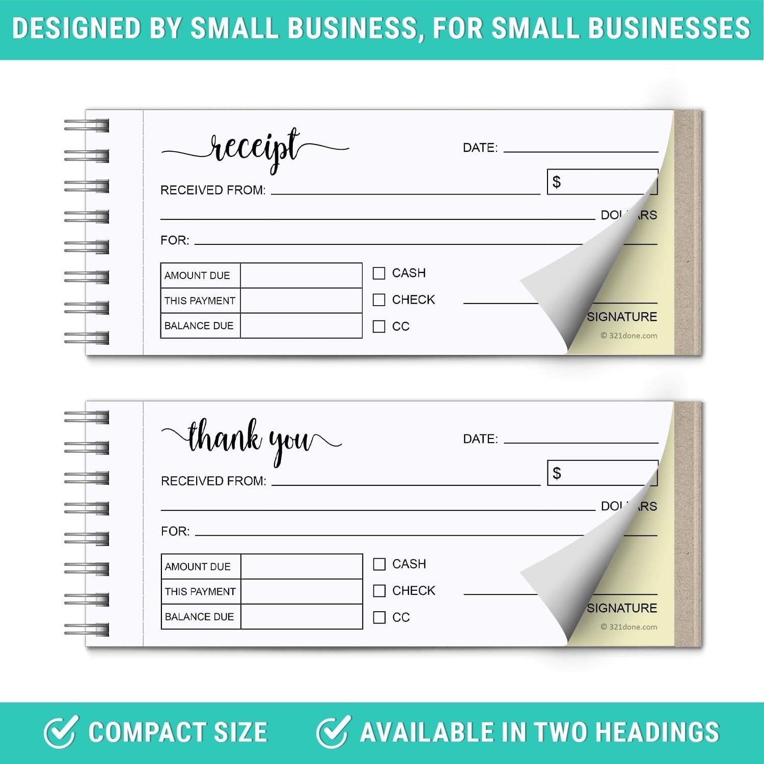 2-Pack Carbon Copy Receipt Book Set