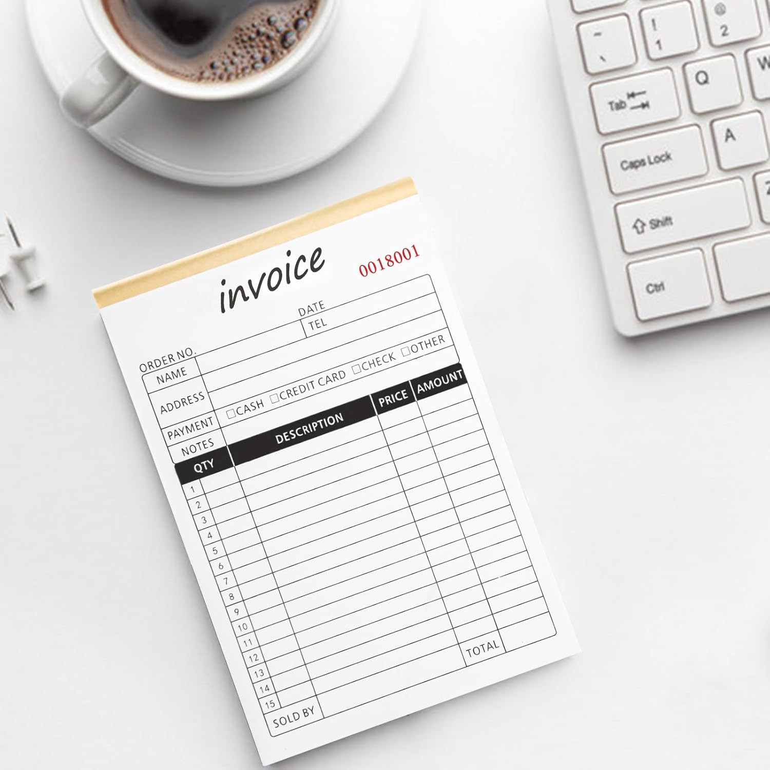 10 Pack Receipt Book, 2-Part Carbonless Sales Invoice Book with Cardboard Copies