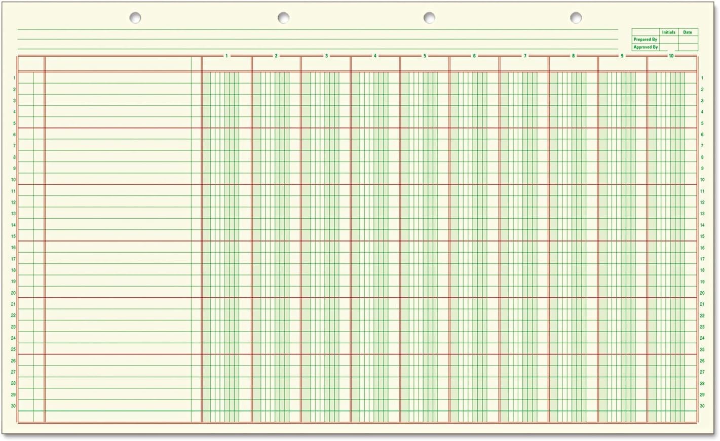 CARDINAL BRANDS INC. – Columnar Analysis Pad, 10 Column, 8 1/2 X 11, Single…