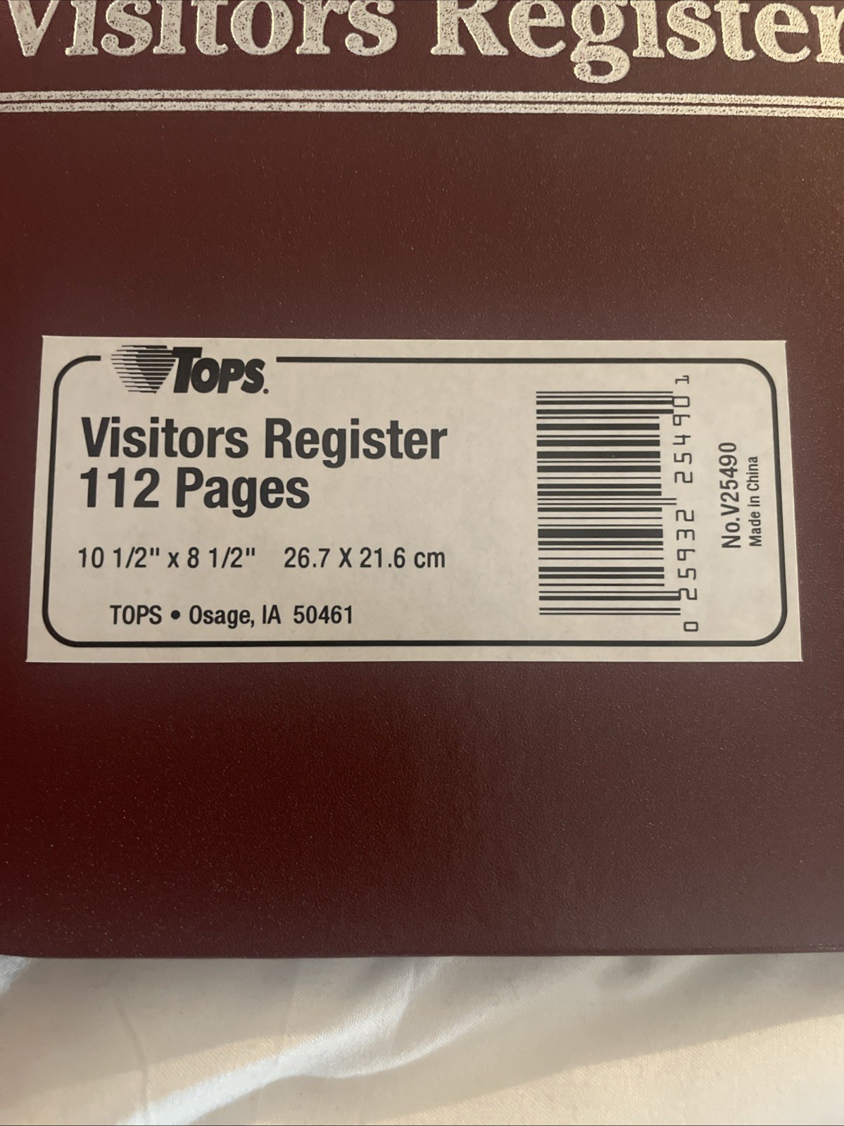 Visitors Register 112 Pages NWT 10 1/2 x 8 1/2 26.7 x 21.6 Cm Burgundy Color