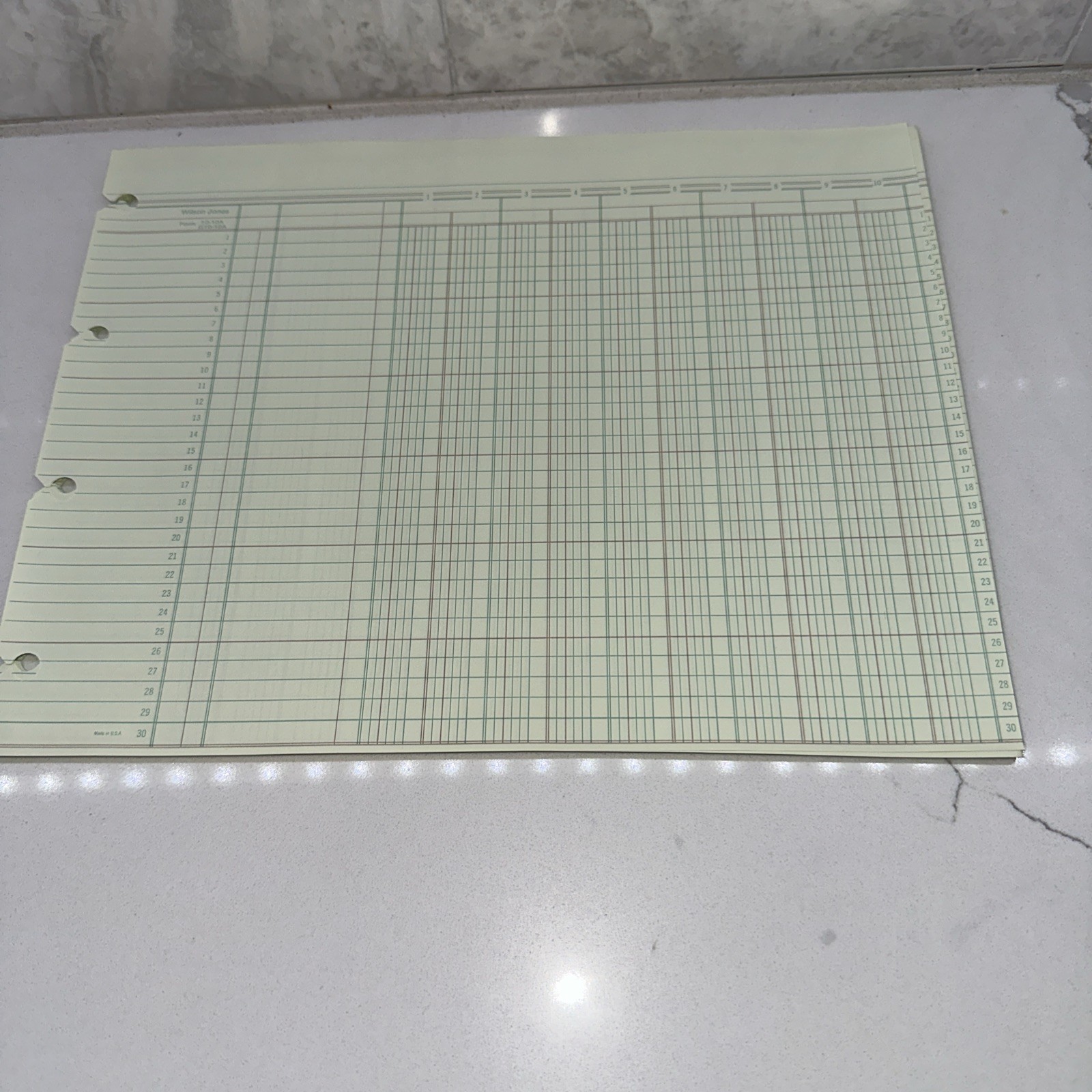 Wilson Jones G10-10A Columnar 26 Sheets 9 1/4 x11 7/8 Accounting Ledger Binder