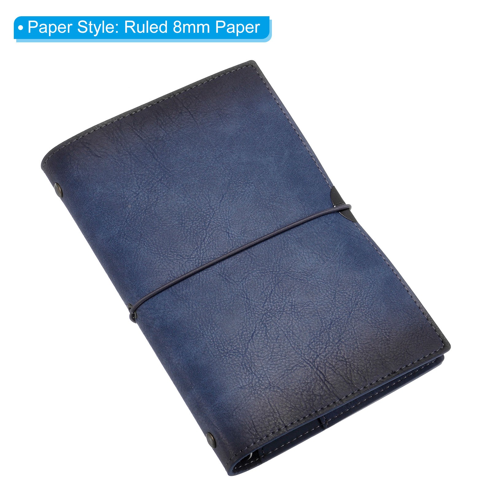A6 PU Leather Binder Journal Ruled Lined Journal Notebook Blue