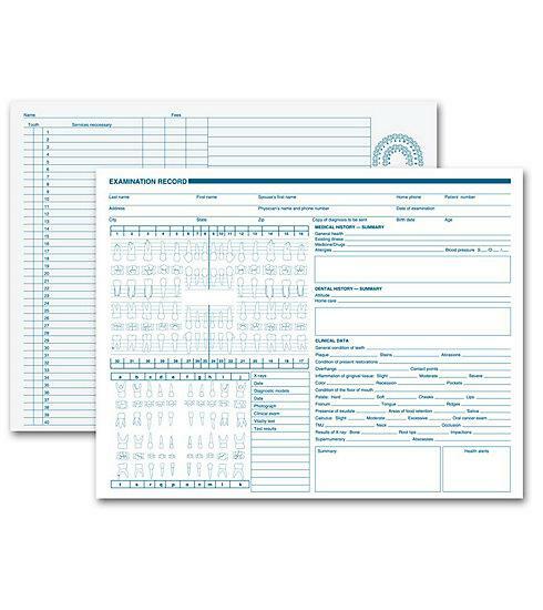 Dental Exam Record, Anatomic Diagrams, Horizontal Format / Nebs Deluxe No. 21019
