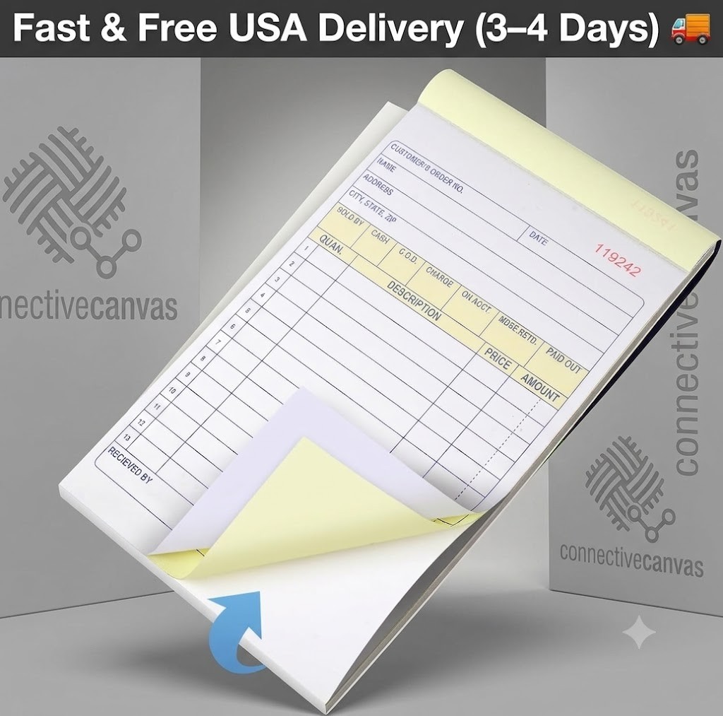 4 Pack Receipt Book, 4.17inx7.2in Receipt Book with Carbon Copies, 2-Part