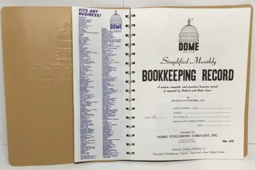 (NEW) 1990 DOME Spiral Bound Simplified Monthly Bookkeeping Record PICCHIONE 612