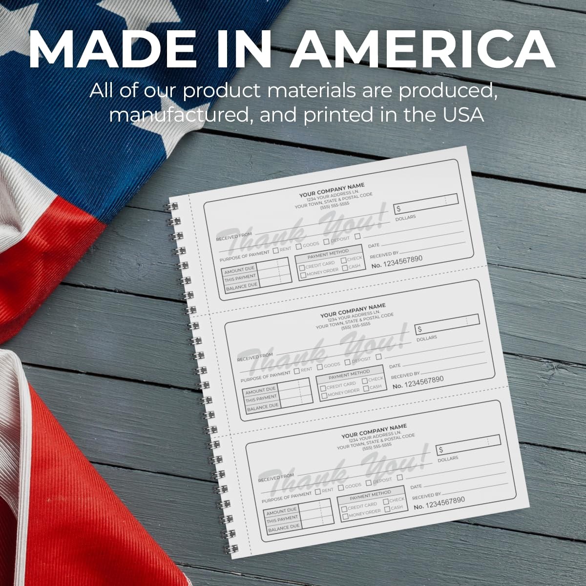 Custom 8.5″ x 7″ (3 Per Page) Carbonless NCR Books in 2-Part Duplicate Invoic…