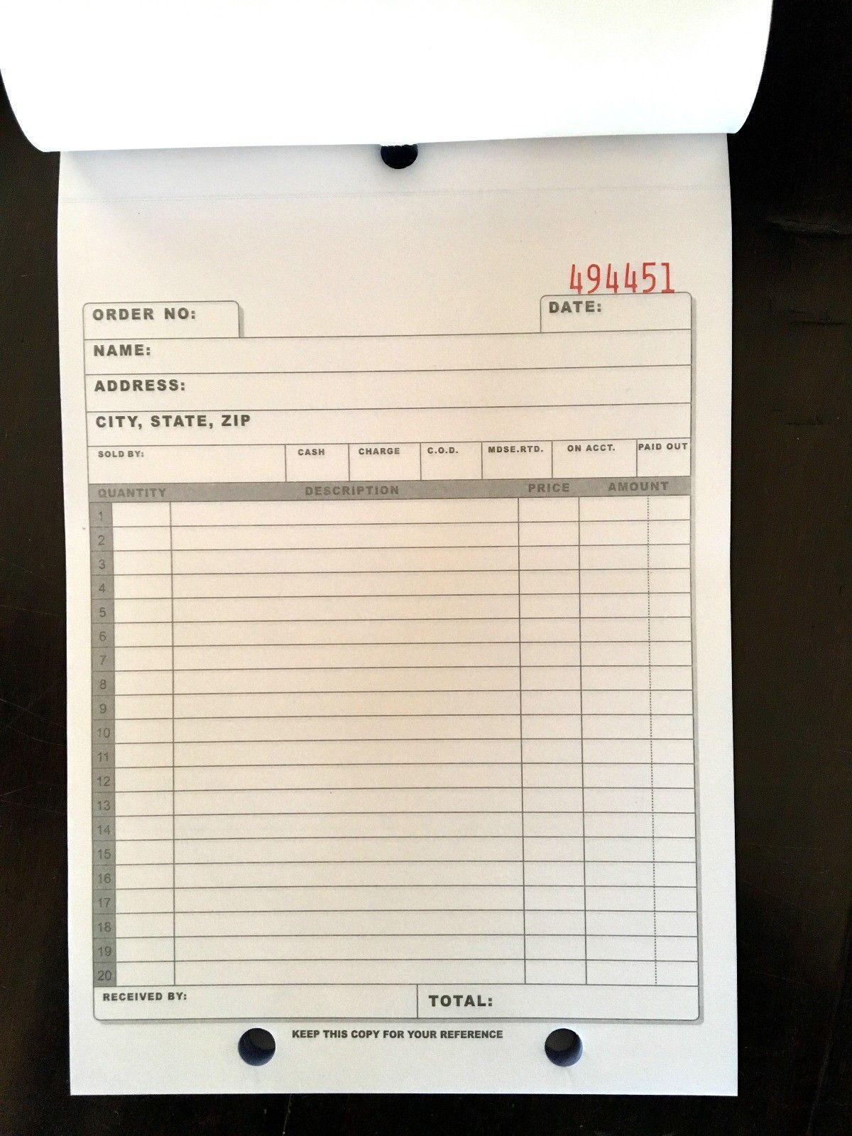 Sales Order Books Carbonless 50 Sets 2 Parts 5 9/16″ x 8 7/16″ 20 BOOKS