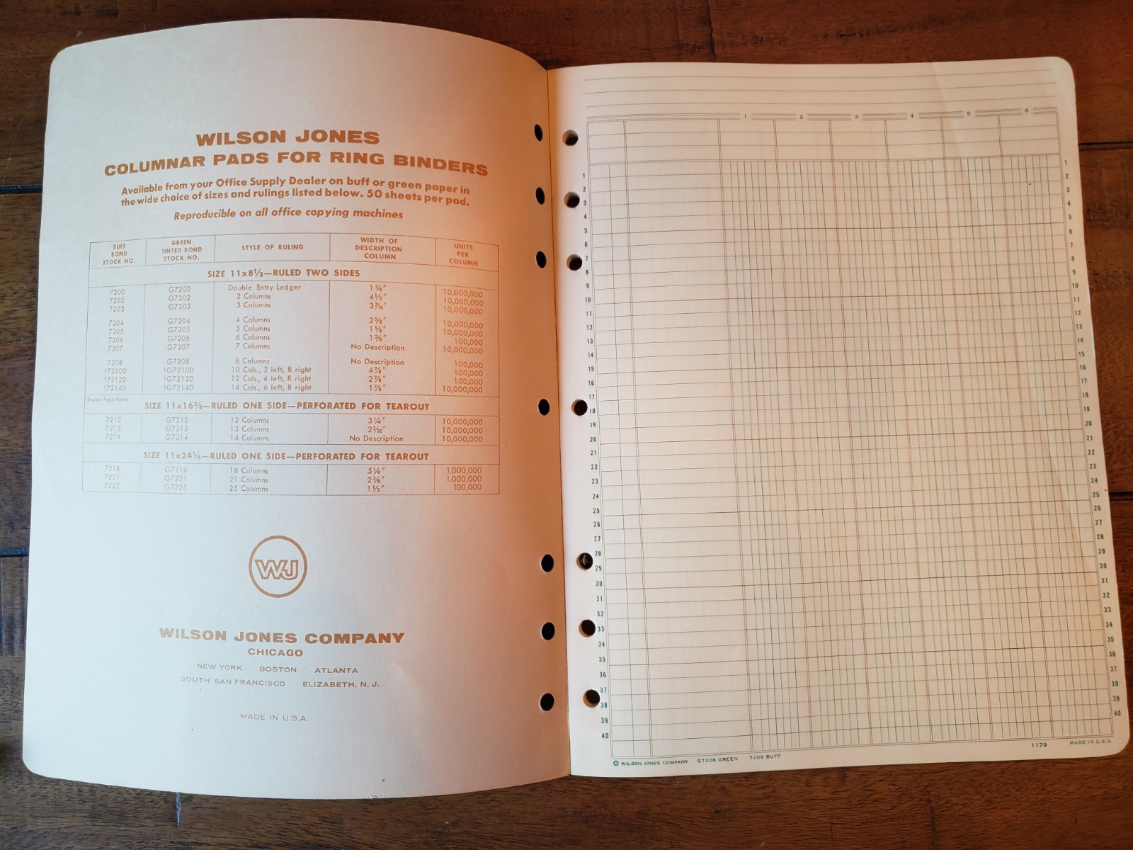 Vintage Wilson Jones Columnar Pad 7206 ~ 6 Columns Bookkeeping Accounting NEW