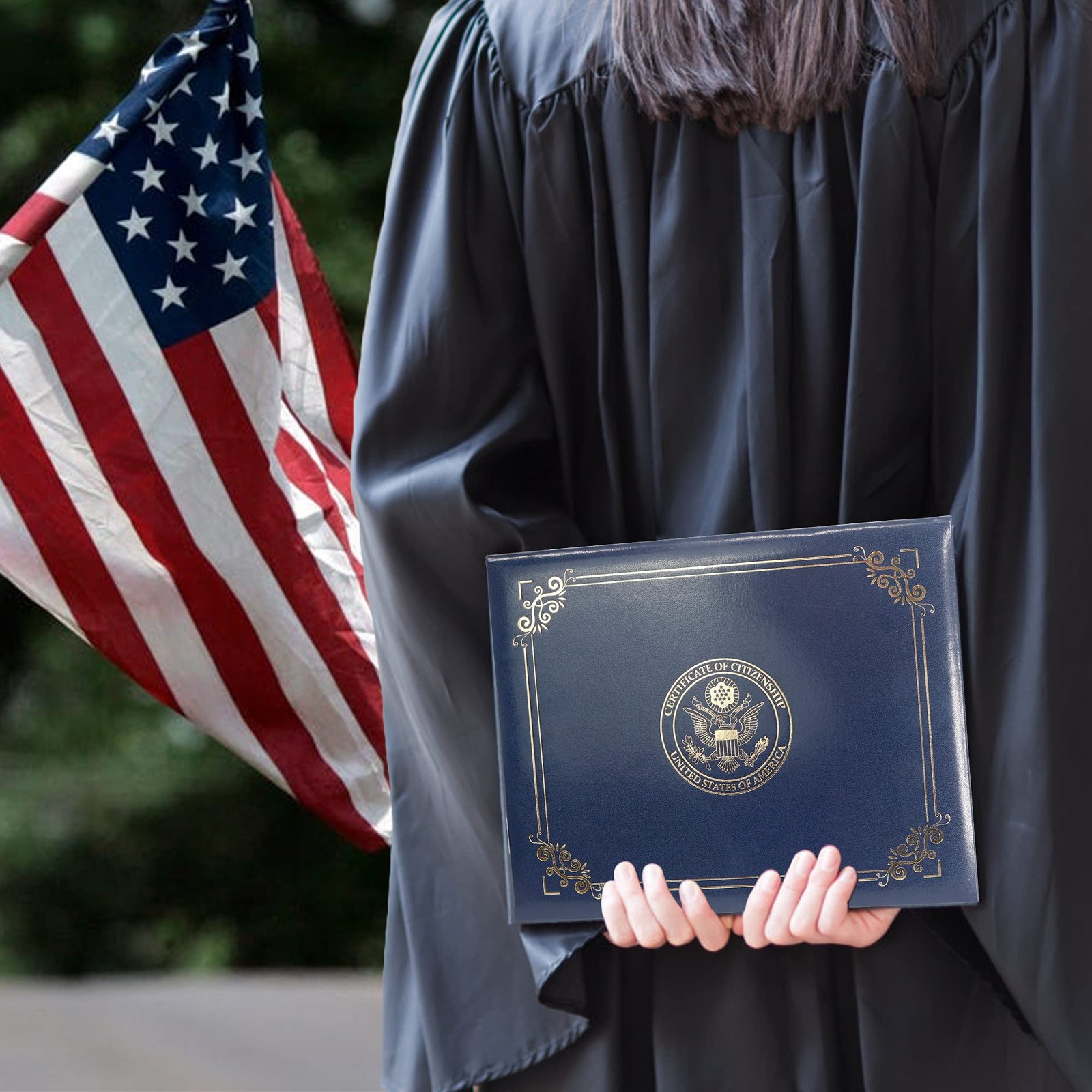 GraduationMall US Citizenship Certificate Holder Naturalization 8.5*11, Navy
