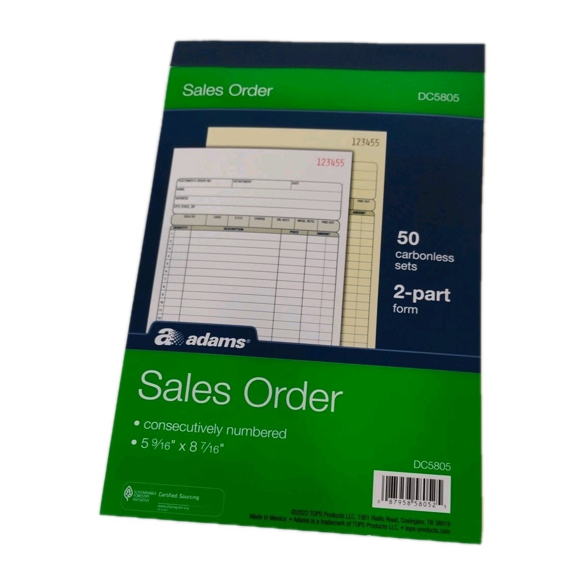 Adams Sales Order Book 2-Part 50 Count Pack of 1 White Canary DC5805