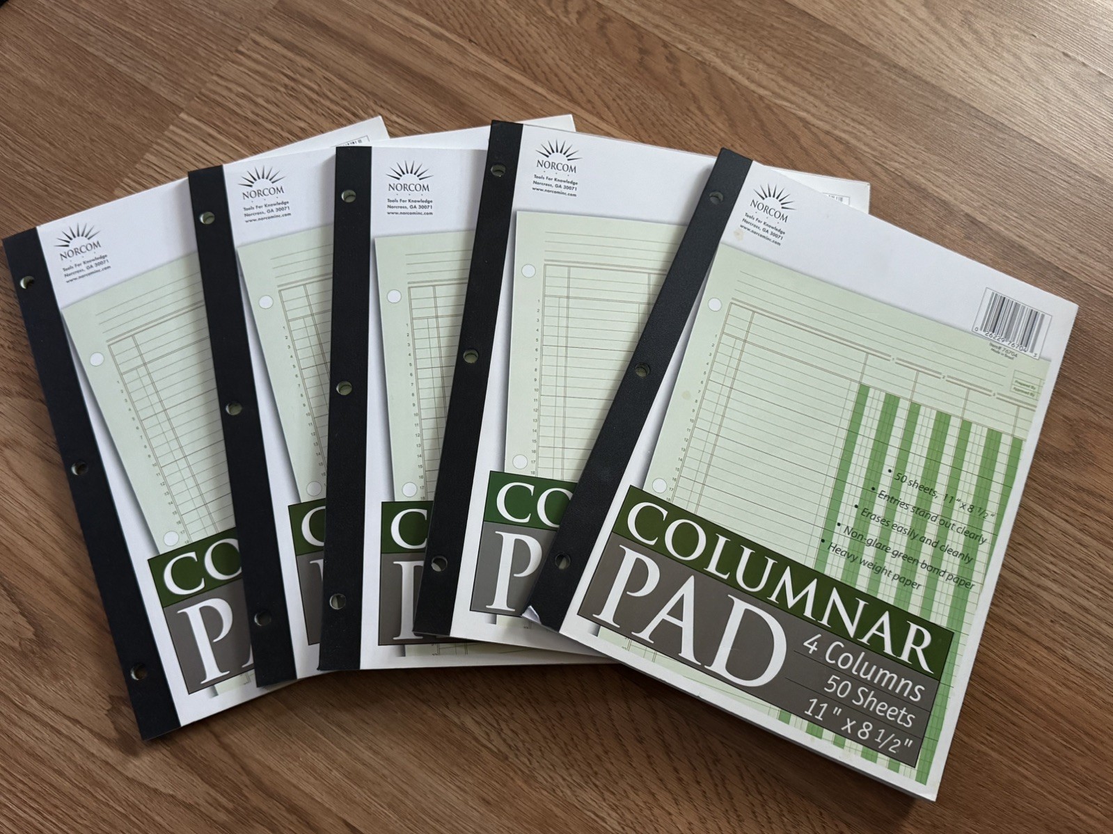 LOT 5 Norcom, Columnar Ledger Pad, 4 Columns, 8.5″ x 11″, Letter Size, 50 Sheets
