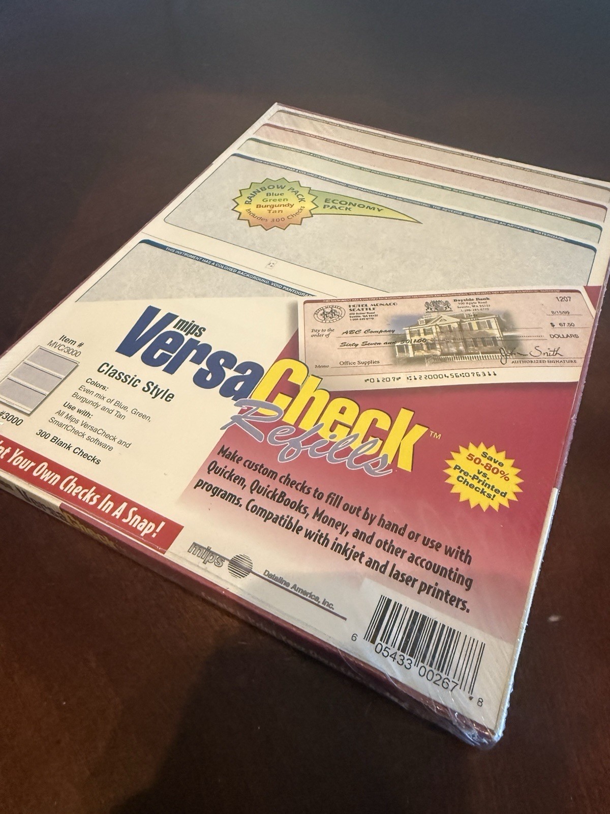 Mips VersaCheck Refills Form 3000 Classic Style Rainbow Pack 300 Blank Checks