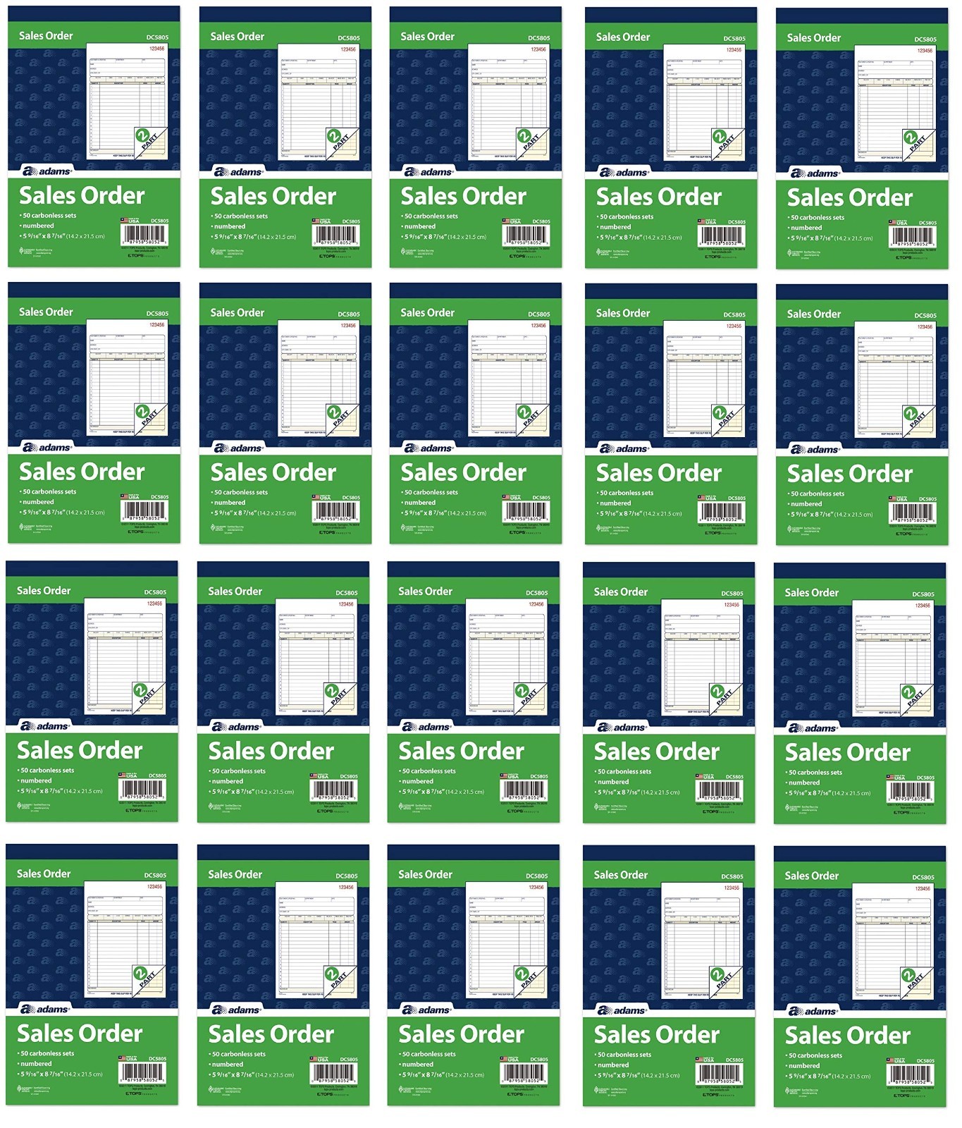 Carbonless Sales Order Book, 2-Part, White/Canary, 50 Sets, 5.5 x 8.5 Inches