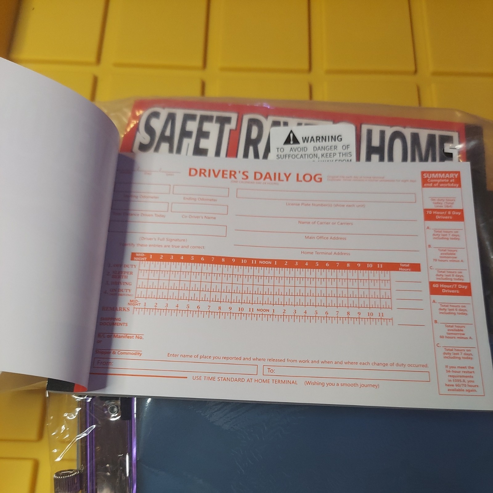 Driver’s Daily Log Book ( Carbon Copy Included), Set Of 10 plus Clipboard